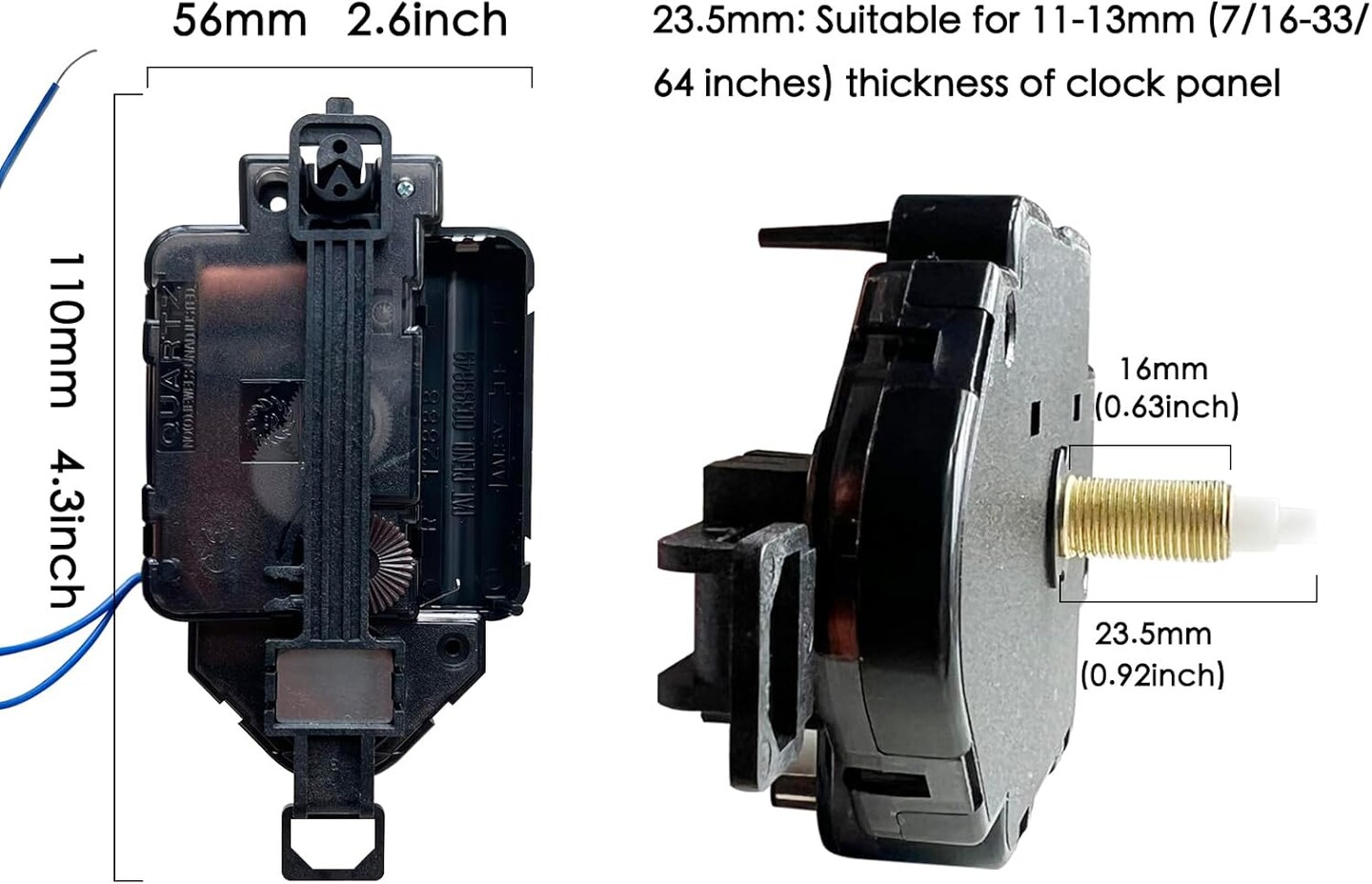 Clock Mechanism with Pendulum and 2 Sets of Hands, Design Your Creative Wall Clock, Suitable for 8-14 inch Grandfather Clock Parts Replacement (23.5mm)
