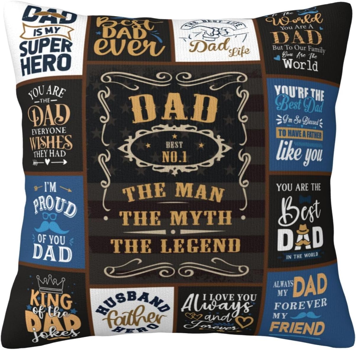 Dad Gifts from Daughter, Gift for Dad from Son, Dads Birthday Gifts Ideas, Presents for Dad from Kids, Best Dad Gifts, Father Bday Gifts Throw Pillow Covers 18 x 18 Inch