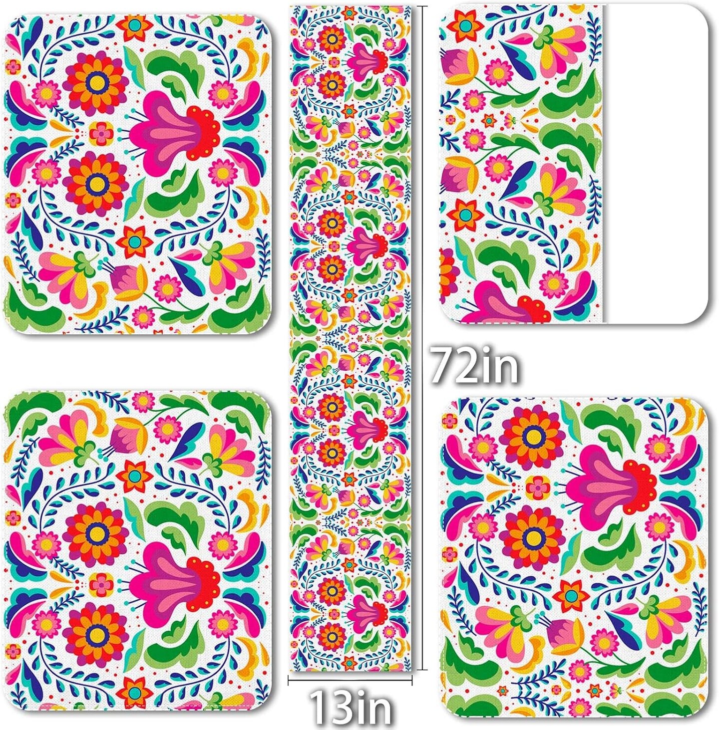 Mexican Cinco de Mayo Table Runner 72in – Day of the Dead Fiesta Party Decor