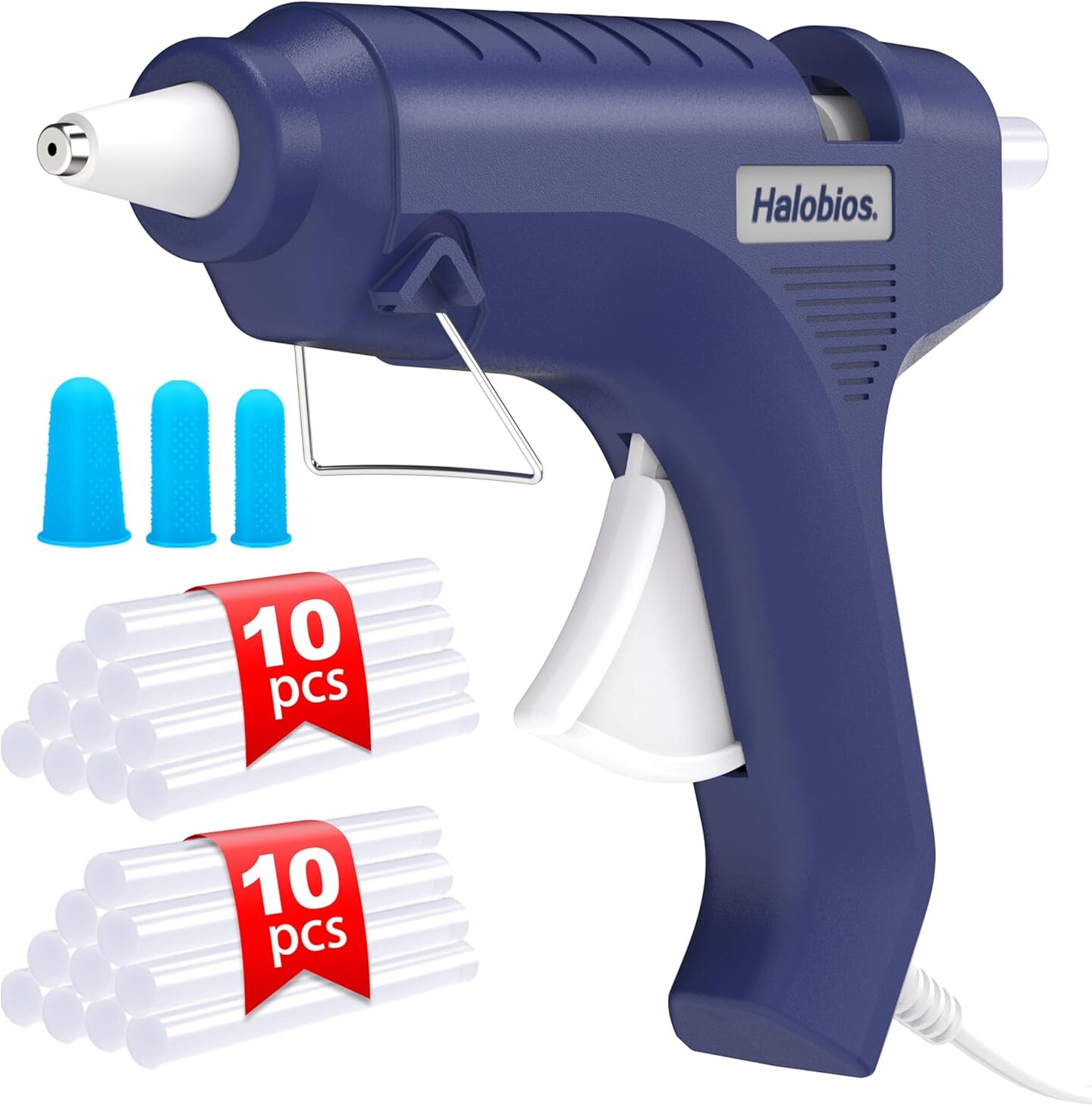 Hot Glue Gun with 20 Glue Sticks, Halobios Fast Preheating Glue Gun Hot Melt Glue Gun and Stick Set, Hot Glue Gun Full Size for Making Decoration School DIY Crafts Projects Home Repairs (40W Blue)