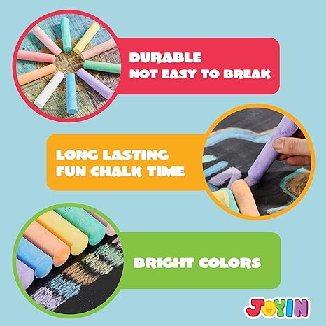 180 PCS Washable Sidewalk Chalks Set in 20 Colors Non-Toxic Jumbo Chalk for Outdoor Art Play, Painting on Chalkboard, Blackboard and Playground