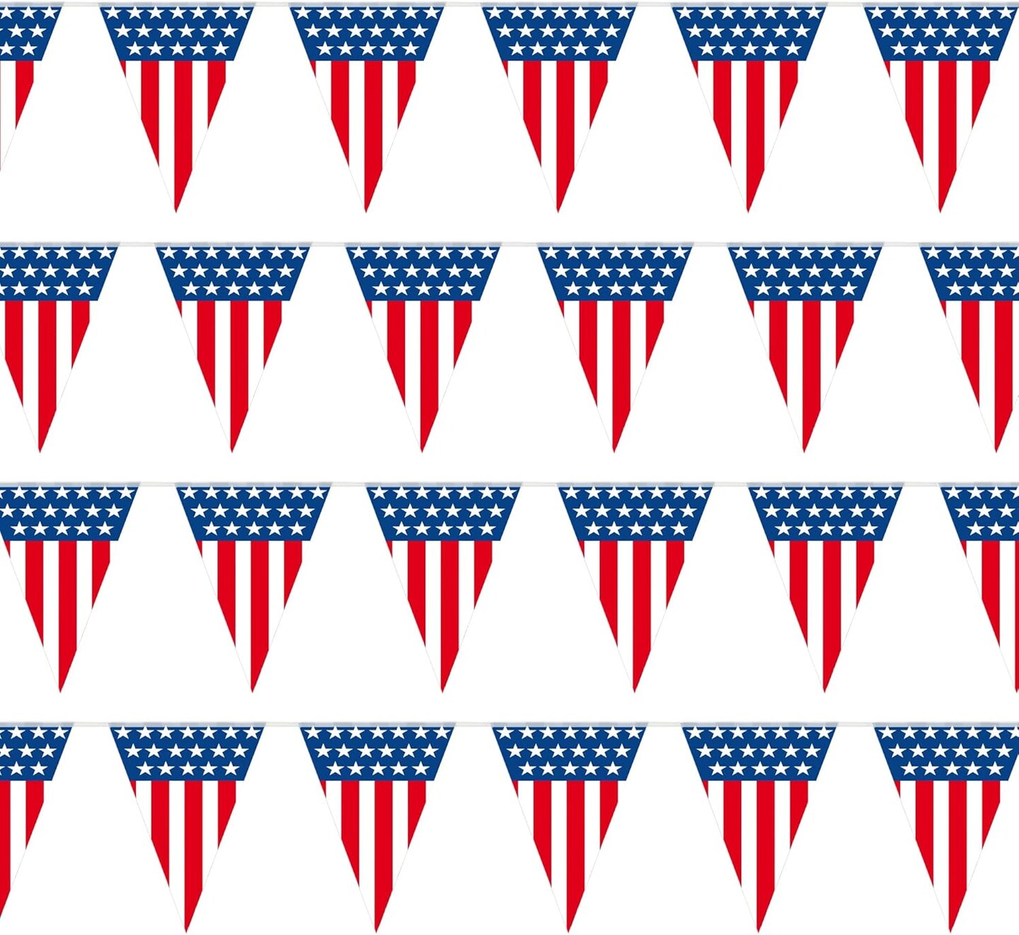 USA Flag Pennant Banner | 100&#x2019; FT. Long American String Flags | 18&#x201D; Inch Tall Triangle Flag Decorations USA Party | Stars and Stripes Bunting Garland | 4th of July Patriotic Decoration