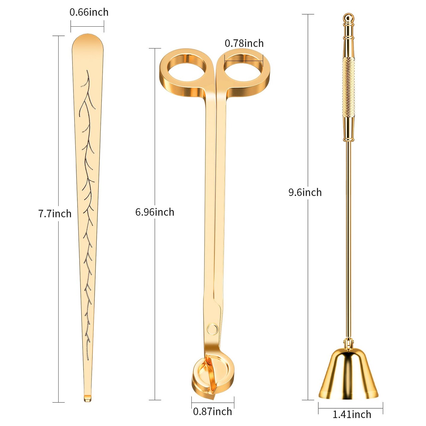 calary Candle Wick Trimmer, Candle Snuffer and Wick Dipper &#x26; Candle Accessory Set, 3 in 1 Candle Care Kit for Candle Lover (Gold)