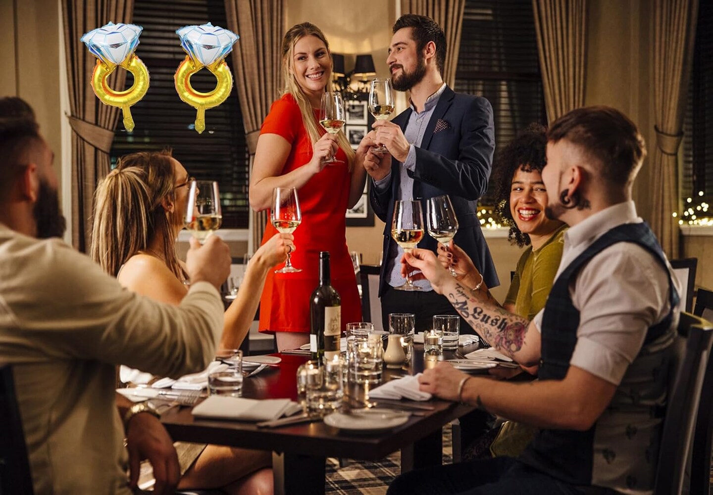 10Pcs Mini Ring Diamond Balloons for Anniversary Engagement and Wedding Party Decoration