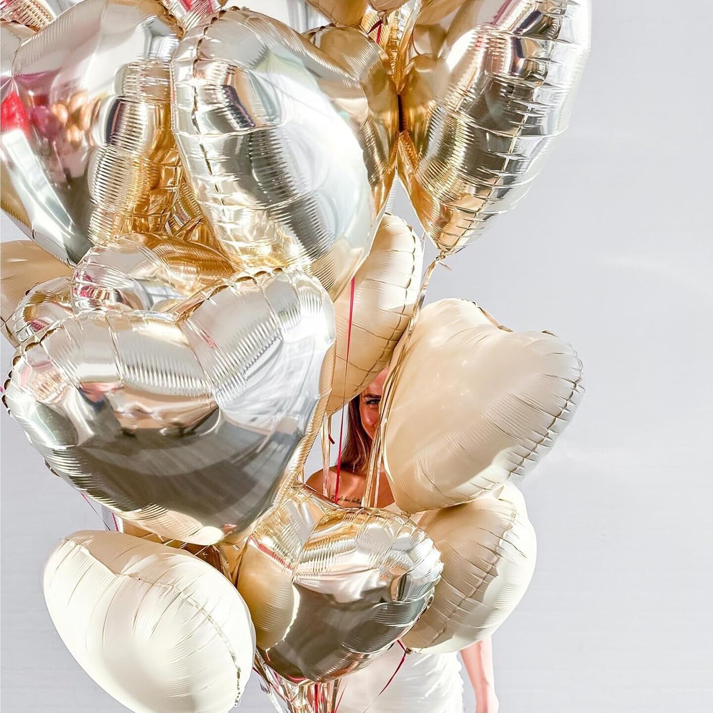 Champagne Gold Heart Balloons,12Pcs Light Gold Heart Shaped Foil Balloons,18Inch Gold Helium Mylar Balloon for Baby Shower Birthday Anniversary Wedding Party Decorations