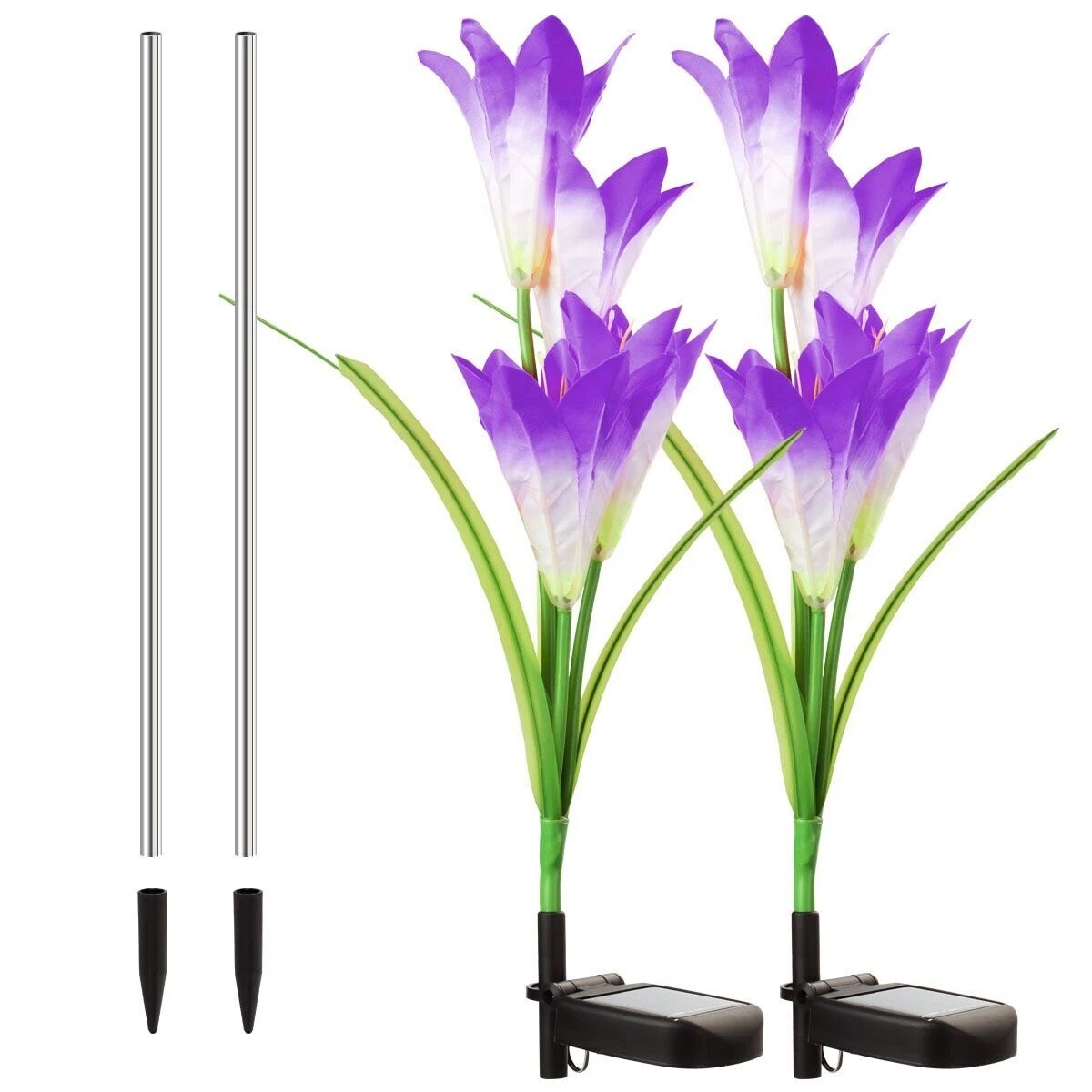 Solar Lily Flower Lights Outdoor Garden Stake LED Landscape Decor