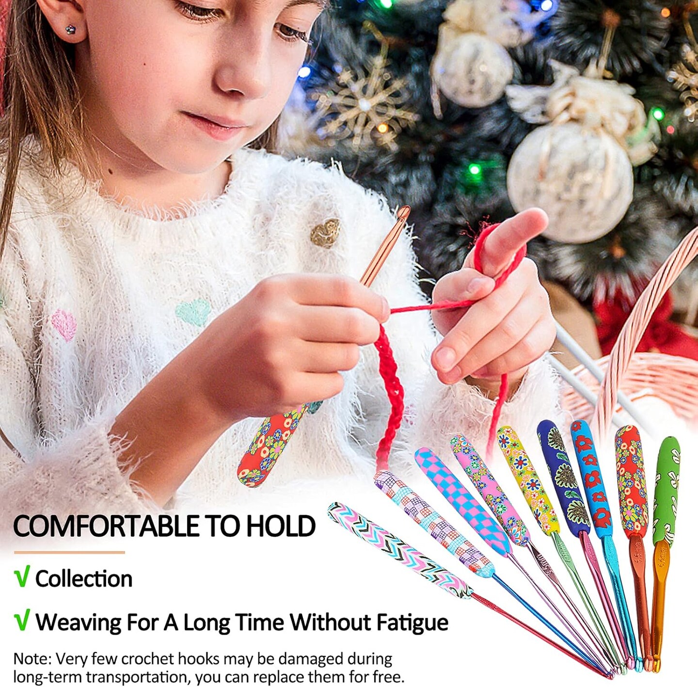 Warm Crochet Hooks for Grandmother, Art Aluminum Soft Grip Crochet Needles for Crocheting, Knitting Hook for Crochet Yarn Craft - Premium Knitting &#x26; Crochet Supplies