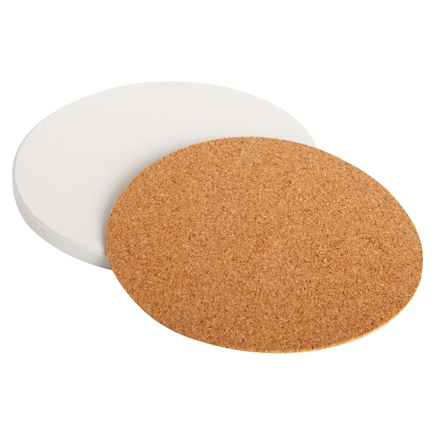 12 Round Unglazed Ceramic Tiles for Crafts with 12 Cork Pads for DIY Coasters, Acrylic Pouring, Alcohol Ink, White Blank Coasters for Painting, Art Projects (4.2 In)