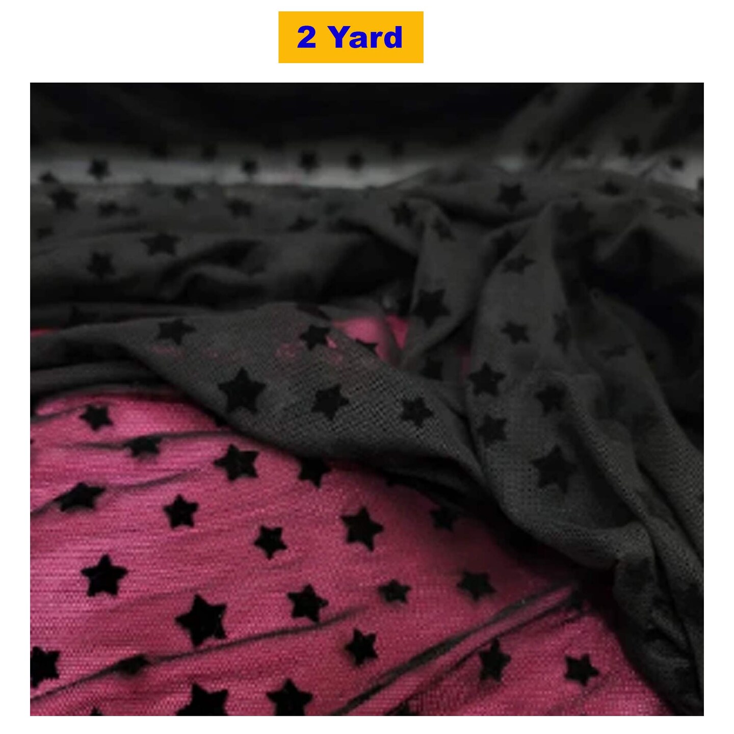 Black Velvet Stars Lace Four Way Stretch Fashion Fabric