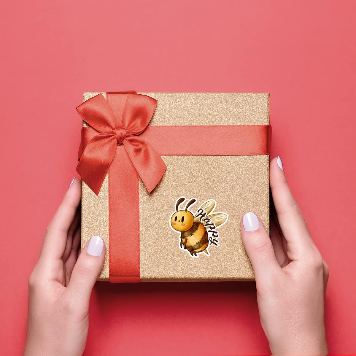 Cute Bee Happy Sticker,Funny Bumble Bee Stickers for Small Business Happy Mail Envelopes Shipping Package Packaging 500 PCS