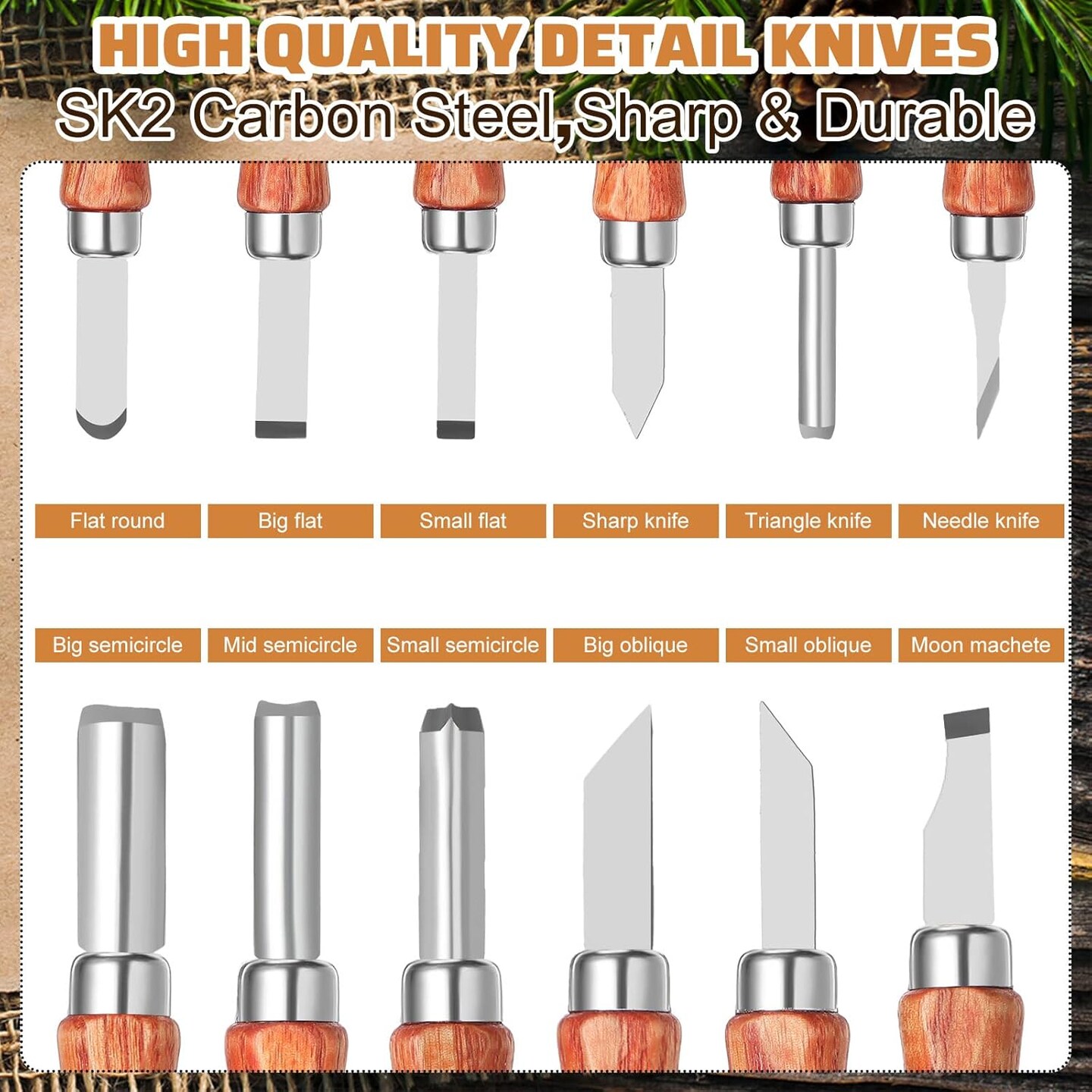 30 Pcs Wood Carving Tools Whittling Kit Include Hand Carving Knife Set Wood Blocks Cut Resistant Gloves Sawdust Brush Sharpening Stone Polishing Wax Sharpening Leather Storage Bag for Beginners