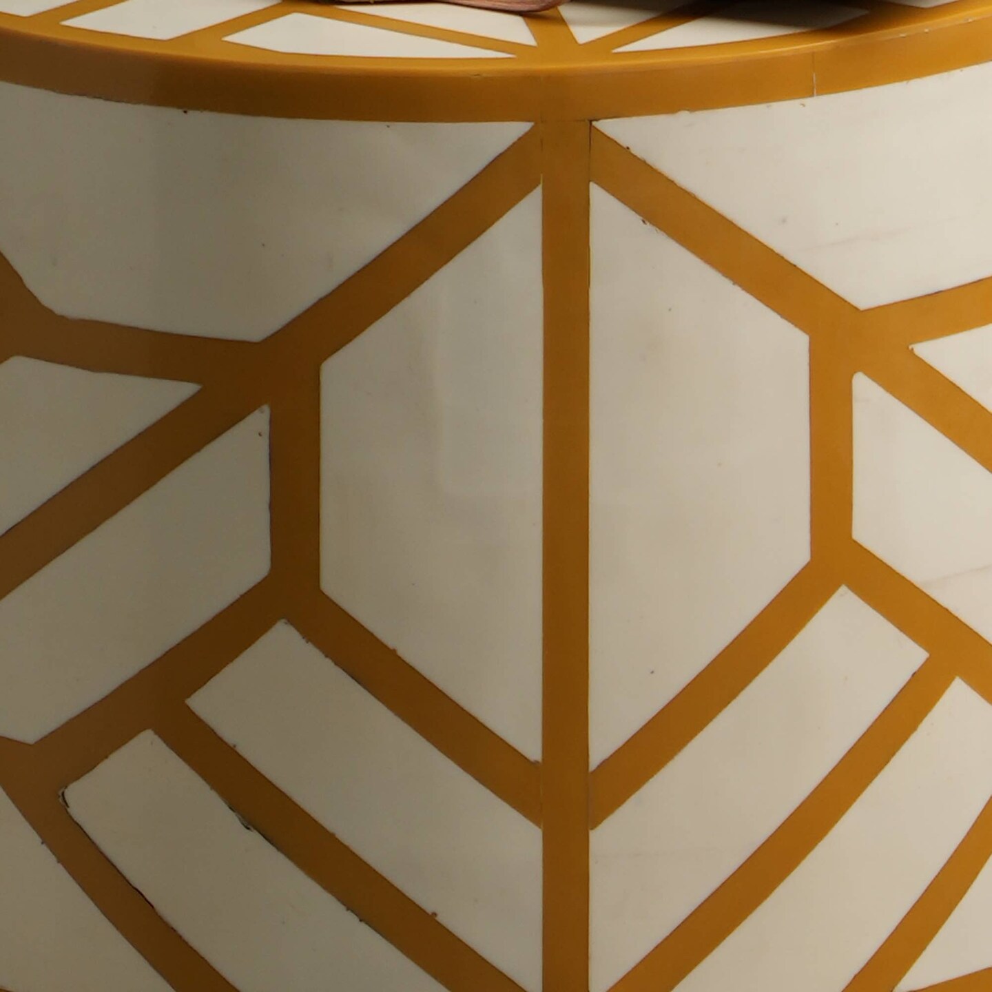 Mustard &#x26; White MDF Resin Side Table with Semi-Gloss Finish -15&#x22; x 15&#x22; x 21&#x22;