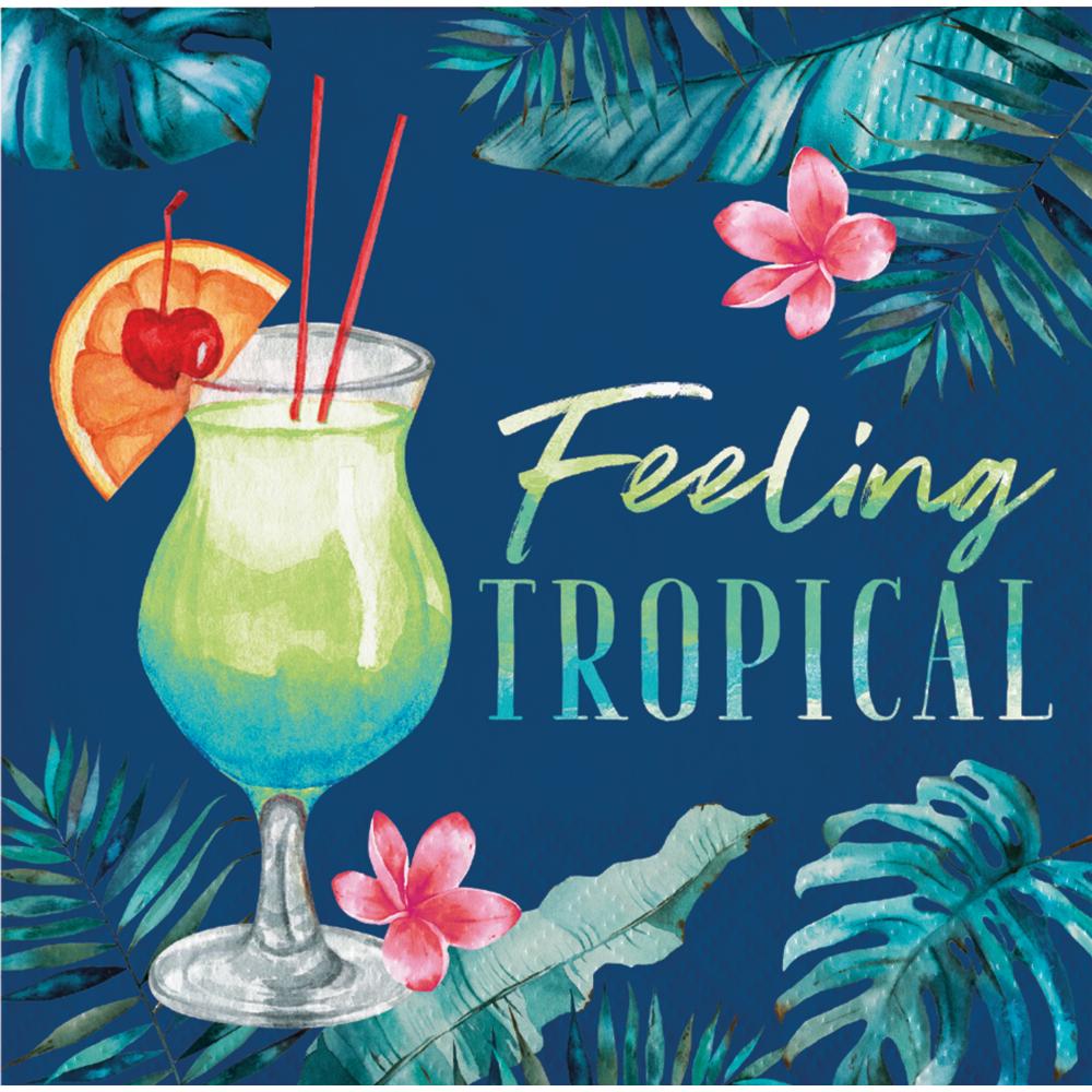 192 pc Bulk Summer Breeze &#x22;Feeling Tropical&#x22; Beverage Napkins, Paper