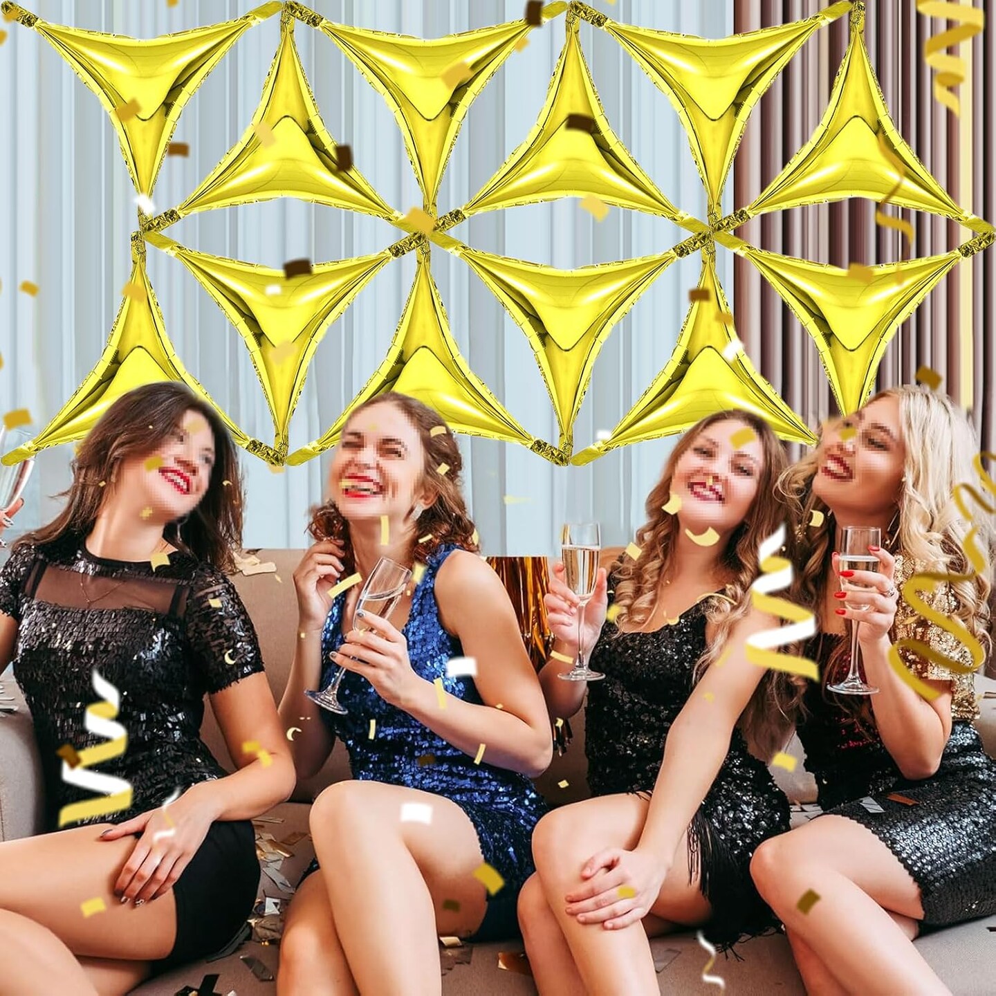 Gold Star Balloons- 12Pcs Gold Triangle Foil Balloons, 20 Inches Helium Mylar Foil Star Decorations for Girls Boys Birthday Anniversary Baby Shower Wedding Party Decorations