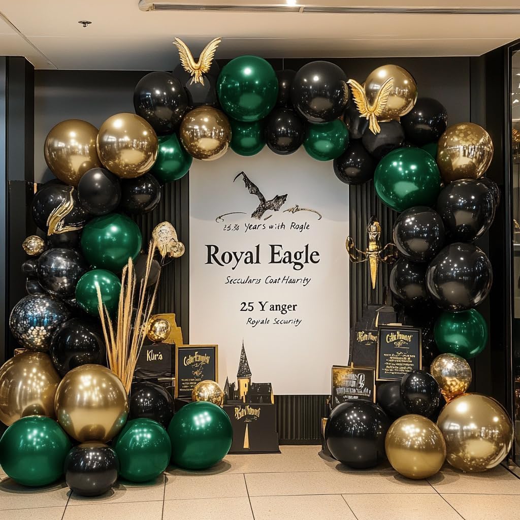 Black Green Gold Balloon Garland Double Stuffed Forest Dark Green Black Gold Balloon Arch Kit