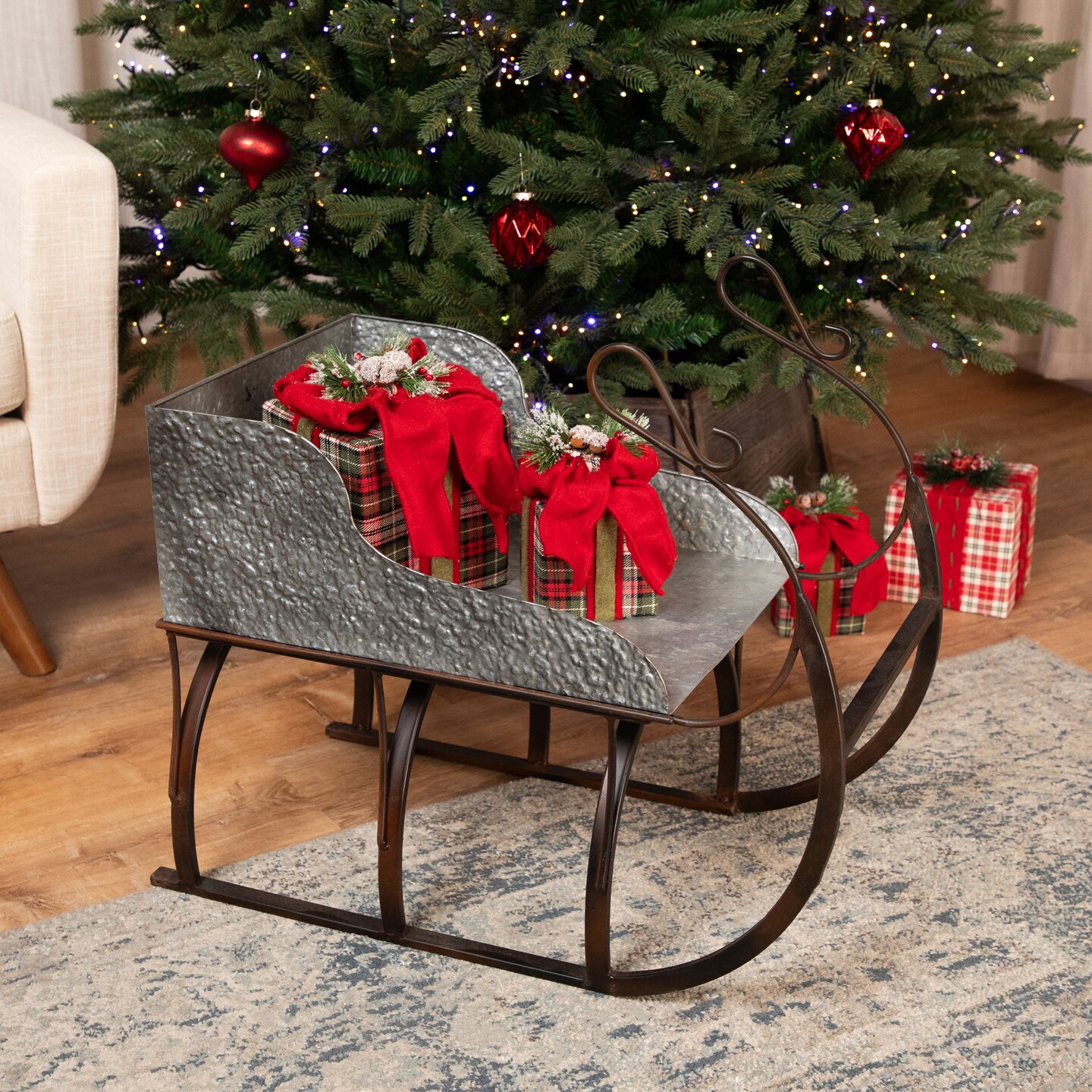 Northlight Galvanized Metal Christmas Sleigh Tabletop Decoration - 24.5"