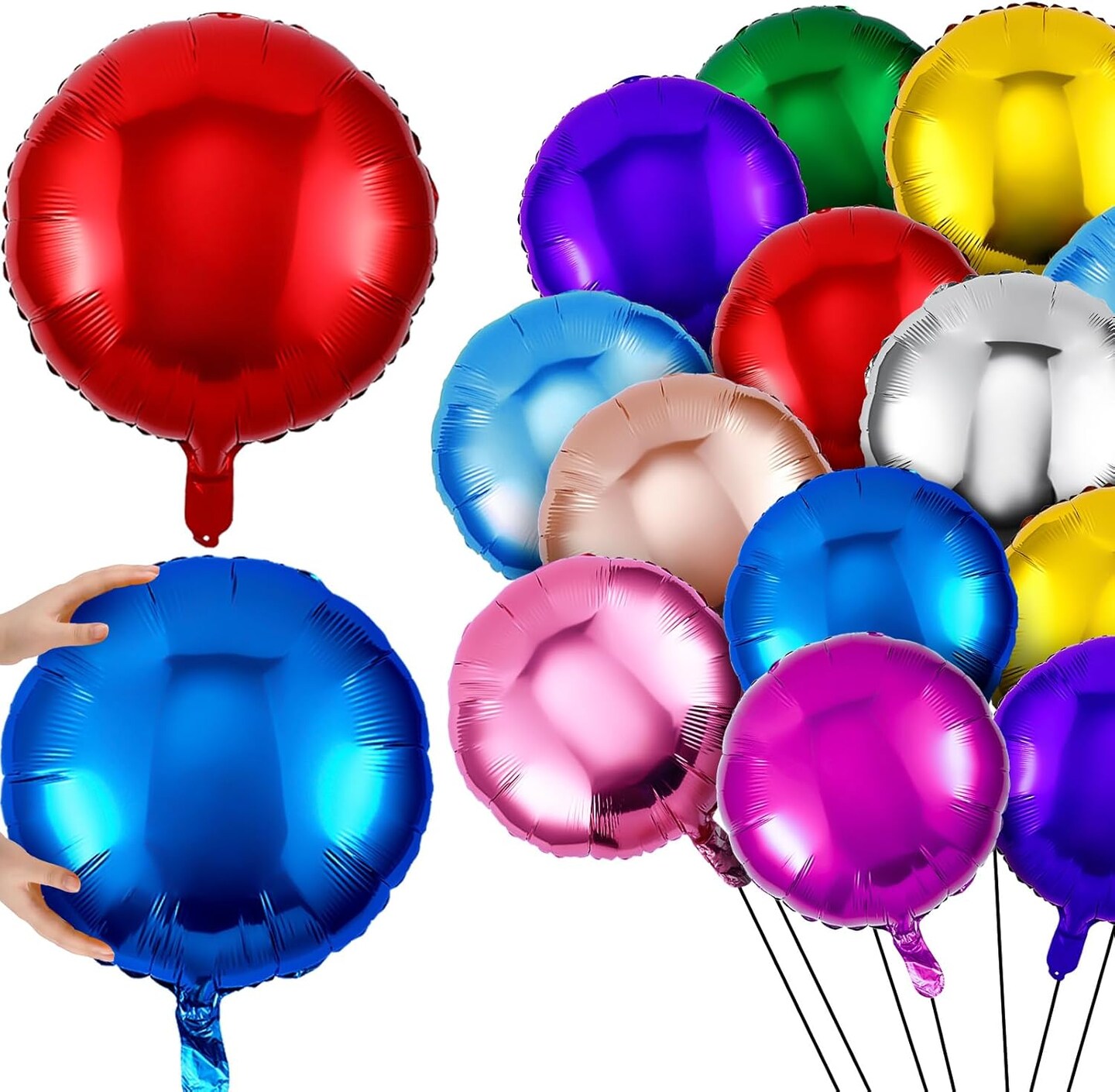 100 Pcs 18 Inch Round Foil Balloons Aluminum Foil Helium Balloons Bulk for New Year Party Birthday Baby Shower Graduation Wedding Decor(Mixed Colors)