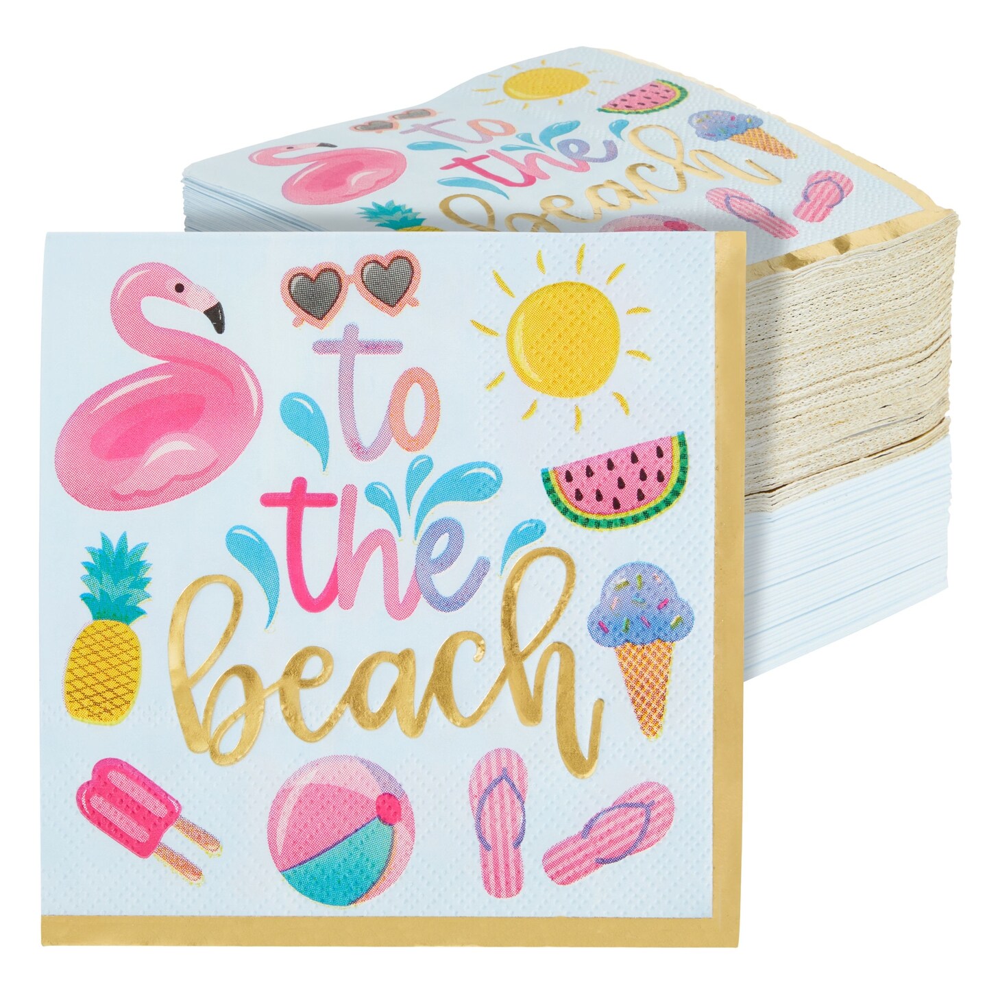 100 Pack Tropical Pool Party Napkins for Beach Theme Party Decorations, Hawaiian Luau, Summer BBQ (5 x 5 In)