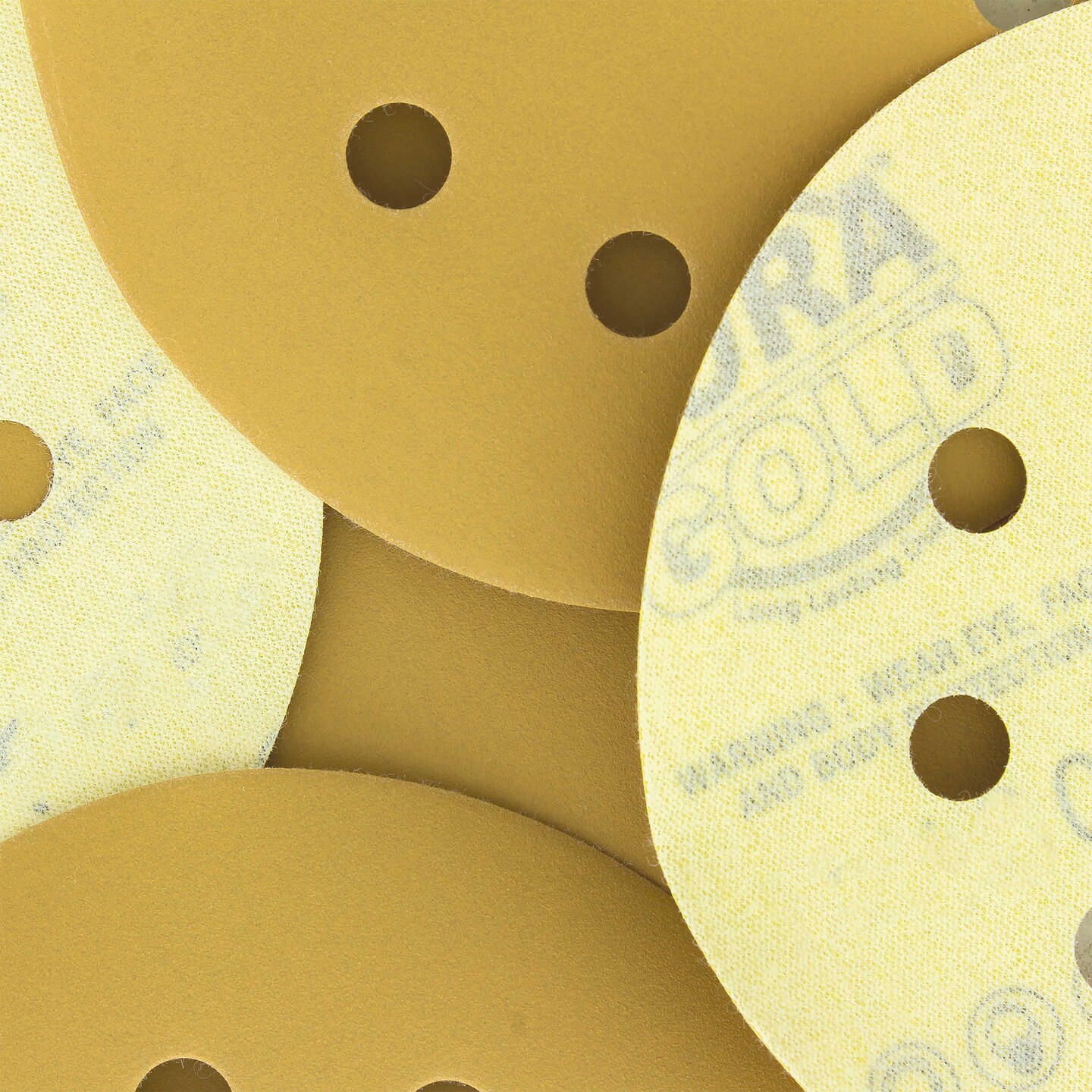 500 Grit - 5&#x22; Gold DA Sanding Discs - 8-Hole Pattern Hook and Loop - Box of 50
