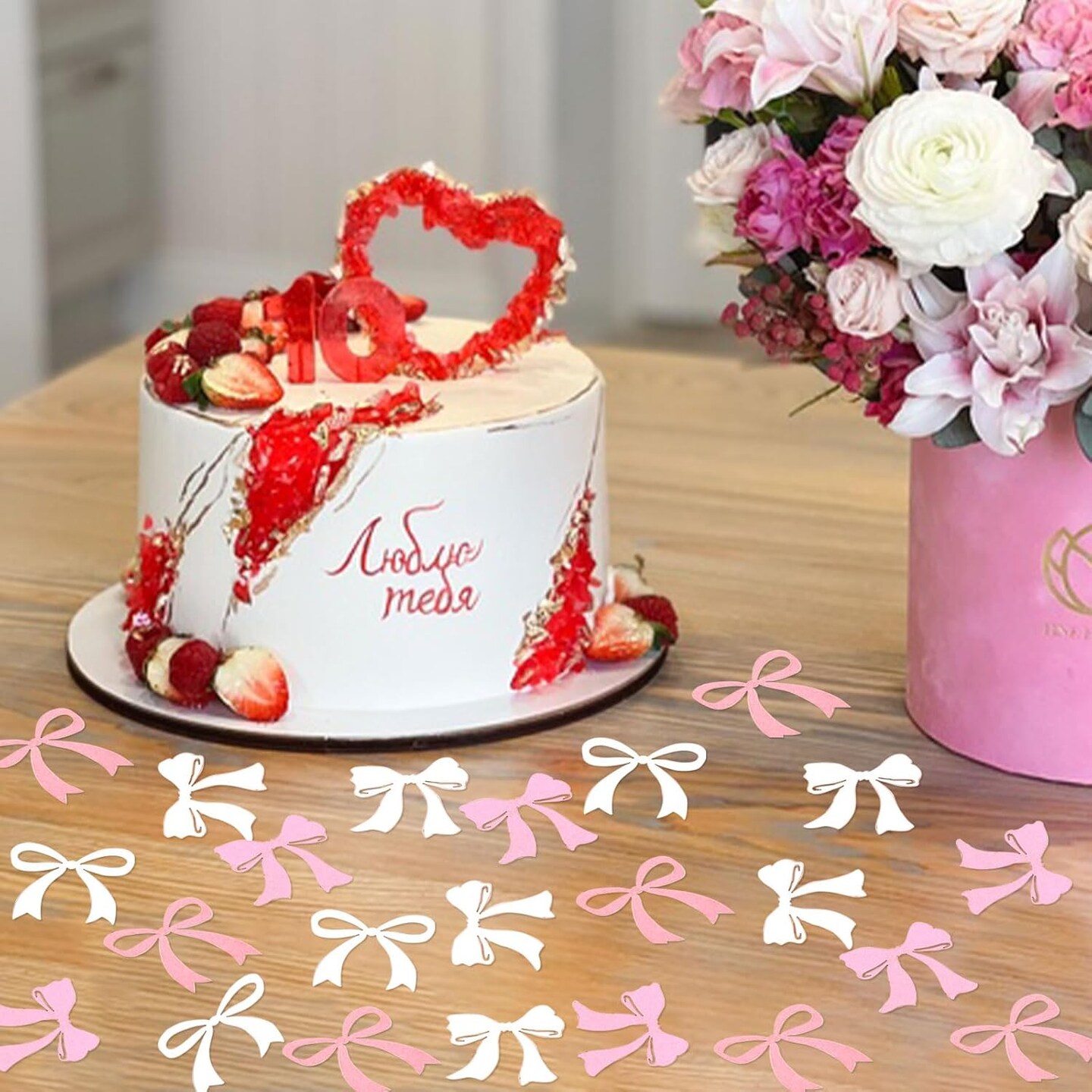 100PCS Pink Bow Confetti Engagement Party Bride To Be Pink Bow Table Confetti Bachelorette Party Birthday Decorations Supplies Baby Shower Boy Girl Bridal Shower Ribbon Party Supplies
