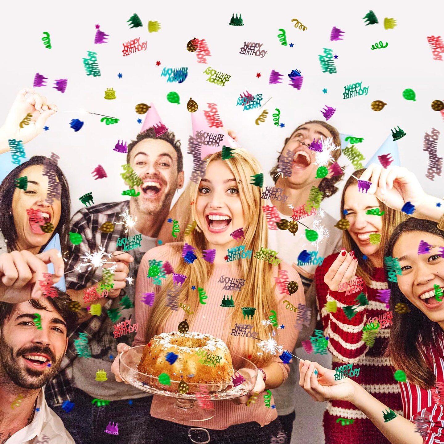 3000 Pieces Birthday Confetti Glitter Foil Happy Birthday Confetti Sprinkles Mixed Cake Balloon Star Confetti for Table Decorations Birthday Party Baby Shower DIY Crafts(60g)
