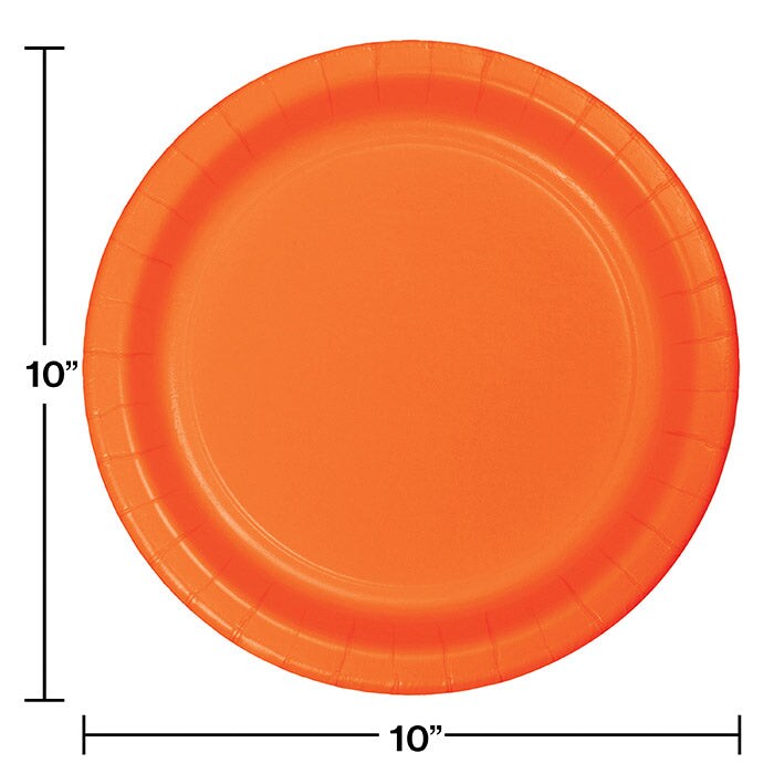 240 pc Bulk Sunkissed Orange Sturdy Style Paper Banquet Plates 10.25 inch