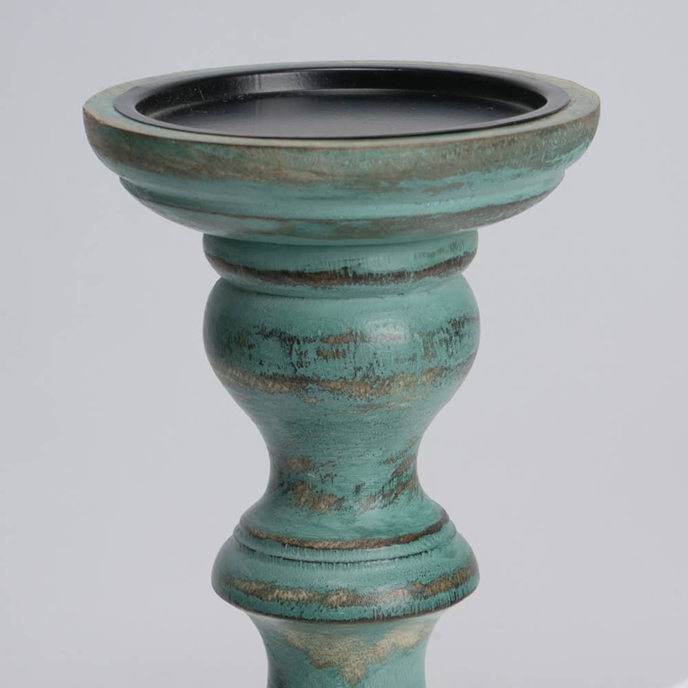Antique Mango Wood Centerpiece Candle Holder - 4.5&#x22; x 12&#x22;