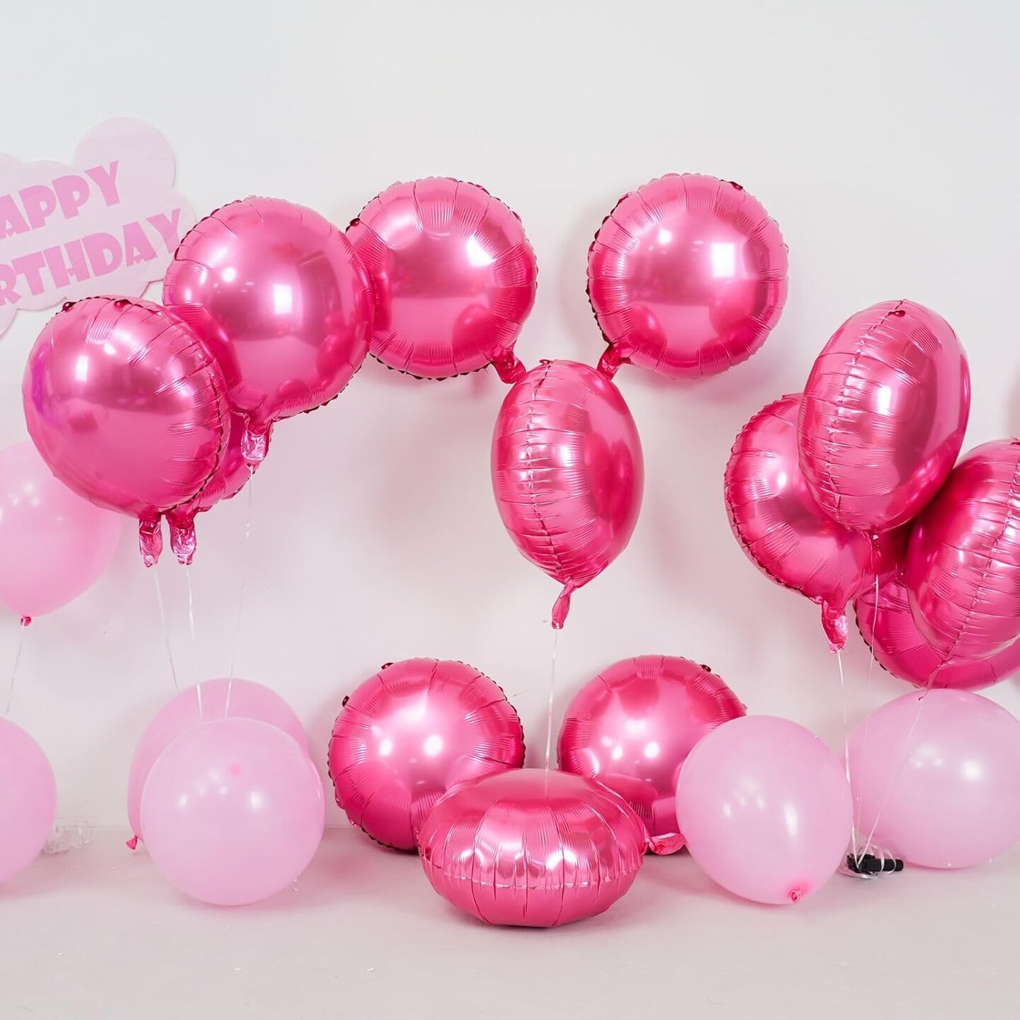 Pink Round Balloons, 20Pcs Pink Foil Balloon Giant Round Shaped Mylar Balloons 18&#x22;Helium balloon for Birthday Baby Shower Wedding Anniversary Engagement Party Decorations