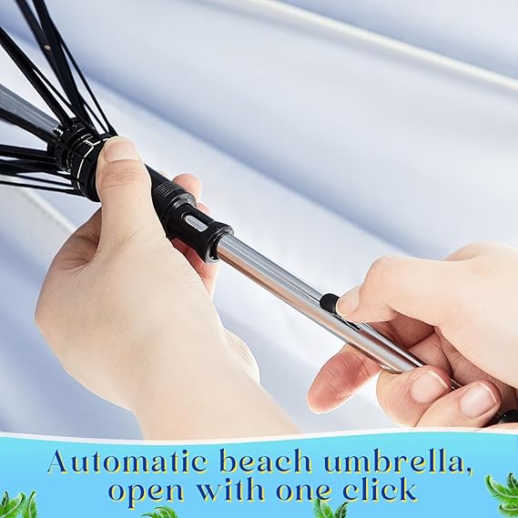 Summer Umbrella with Universal Clamp 44&#x22; UPF 50+ Portable Clamp on Beach