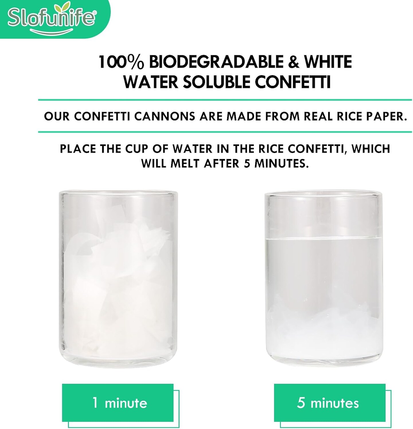 6 Pack White Confetti Poppers 12Inch,Rice Paper Water Soluble Confetti Cannon Air Powered,Launches 20-25ft,Biodegradable Party Poppers for Wedding,Engagement,Birthday,Celebrations(White,6Pack)