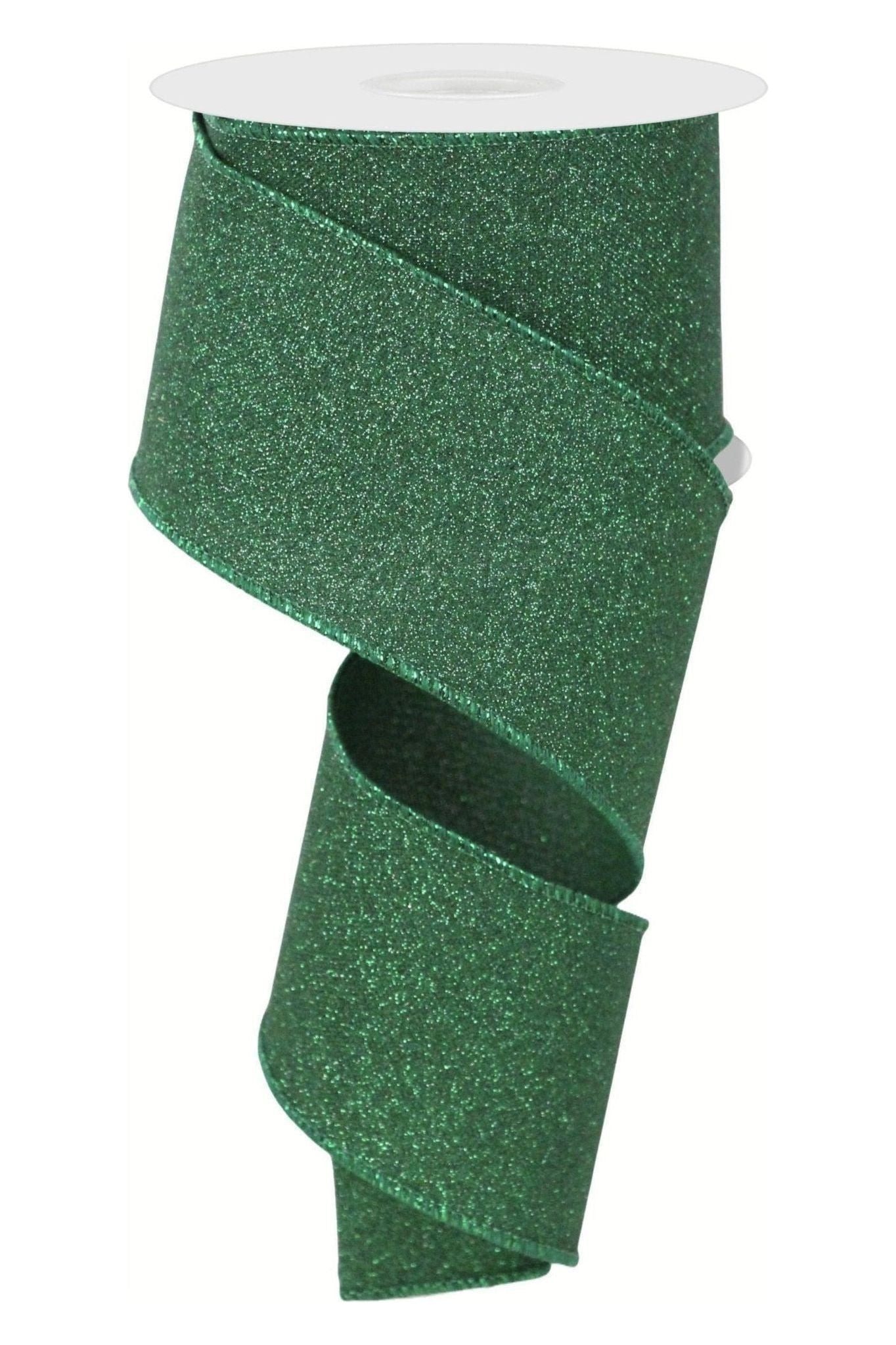 2.5&#x22; Fine Glitter On Faux Royal: Emerald Green (10 Yards)