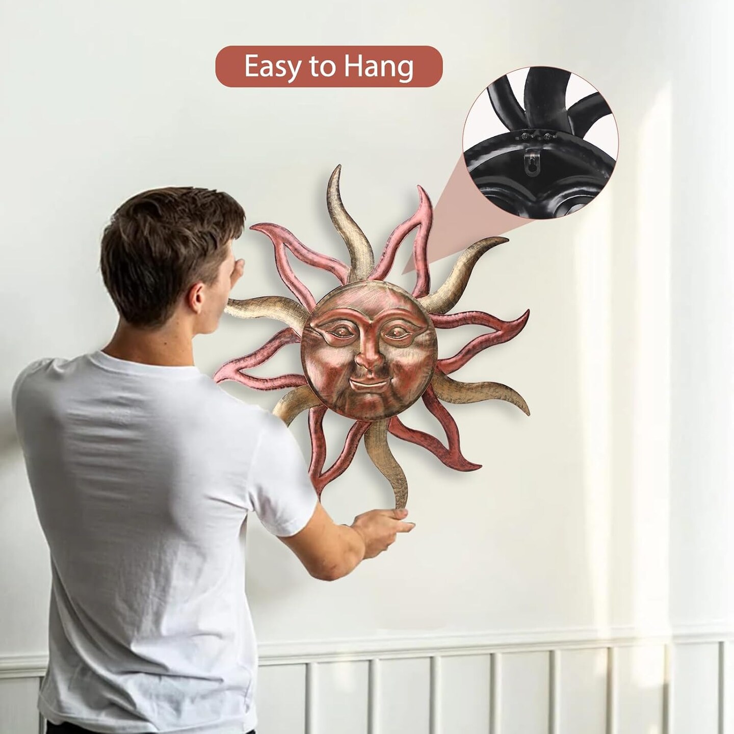 Outdoor Summer Wall Decor Rust Proof, Sun Face Metal Wall Art Decor Hanging for Indoor Outdoor, Patio, Fence, Garden(26 Inch)