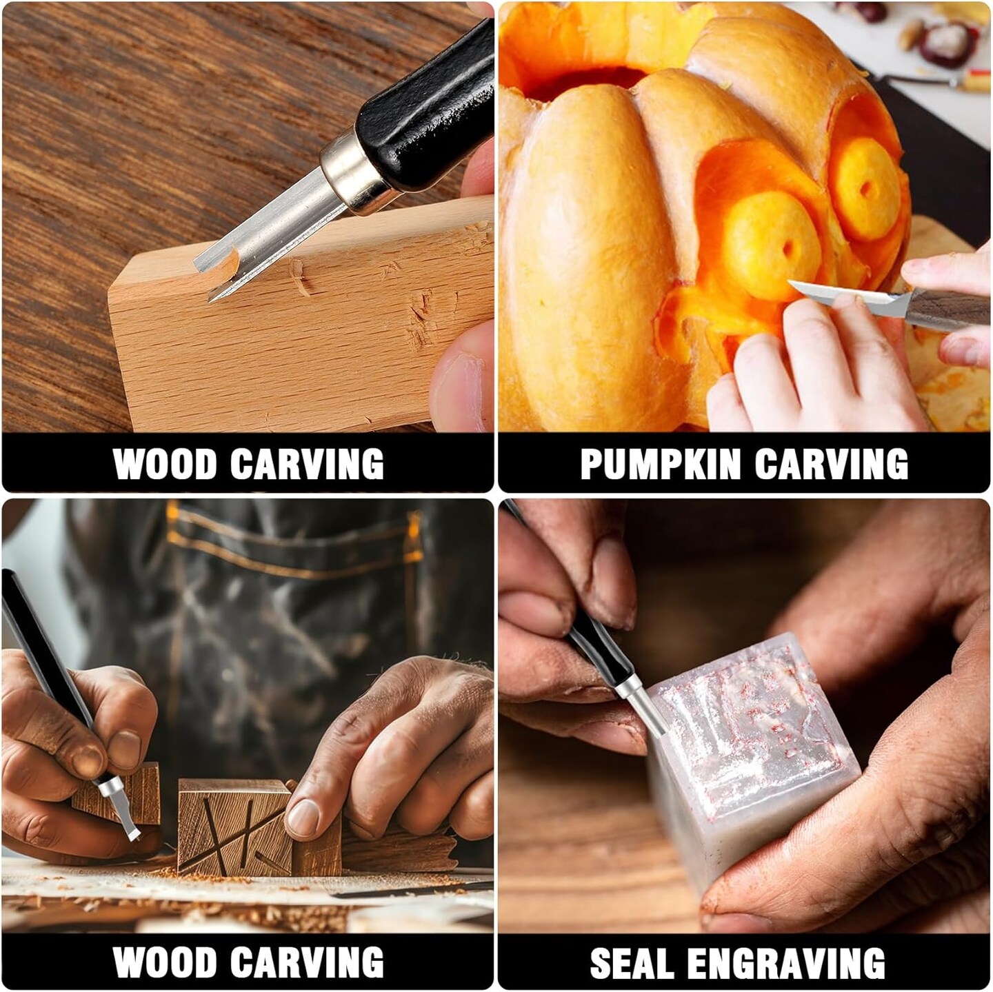 Wood Carving Kit,19Pcs Wood Carving Tools for Beginners & Adults,Complete Whittling Tools Set with Knives, Chisels and Guidebook,Perfect for DIY Crafts, Hobbies, and Woodworking Projects