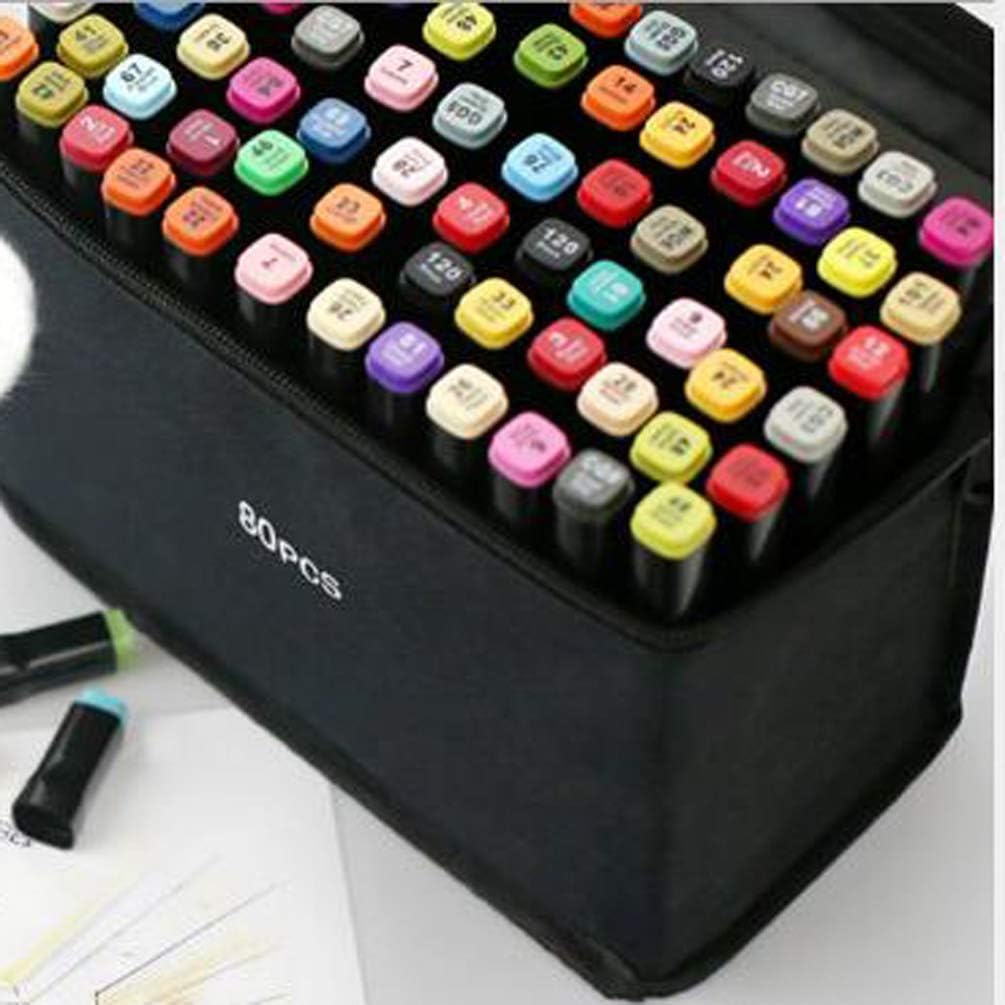 80 Colors Alcohol Based Art Marker Set Dual Tipped Twin Marker Pens with Black Carrying Case