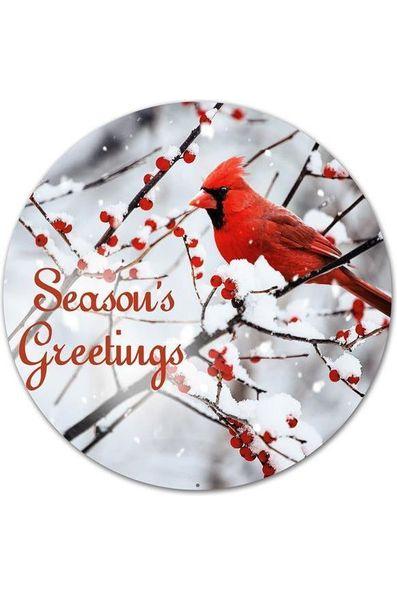 12&#x22; Red Christmas Cardinal Season&#x27;s Greeting Sign