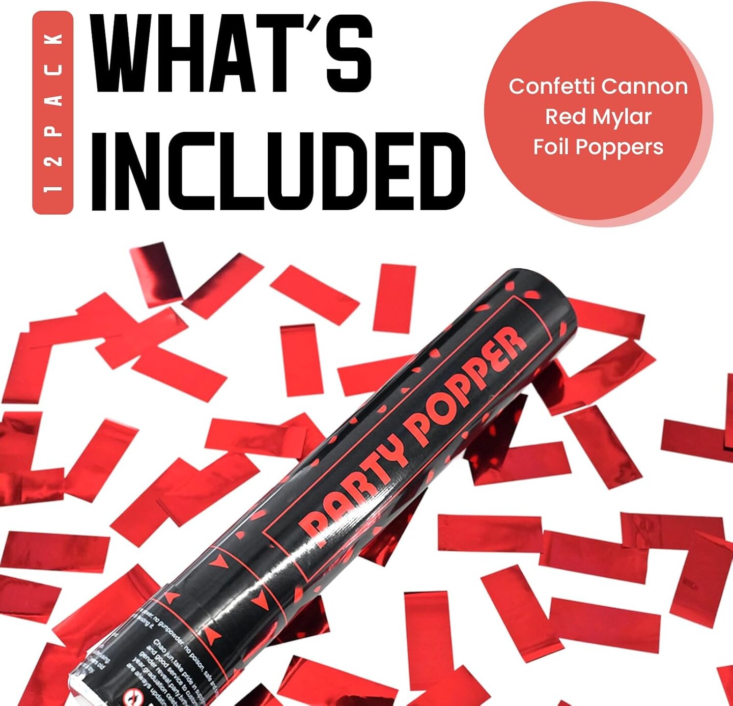 Party Poppers Confetti Cannon 12 Pack Red Confetti Popper Cannons 12Inch Paper Confetti Shooters Red Confetti Party Cannons Bulk for Wedding Birthday Graduation Baby Shower Party Celebrations