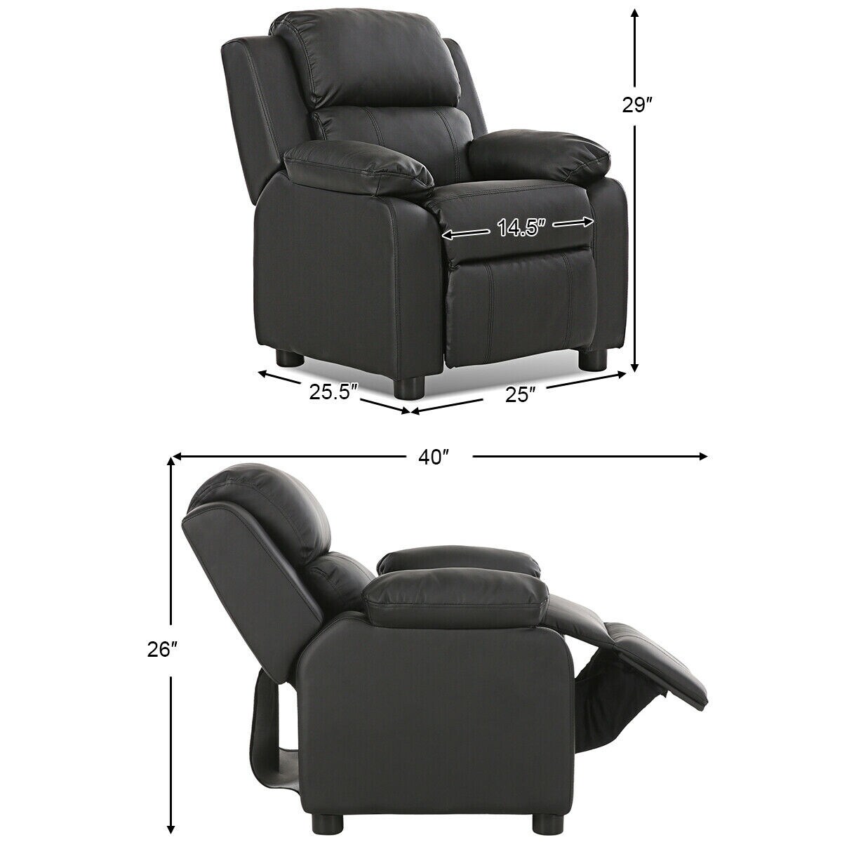 Kids Headrest Recliner Sofa Chair Hardwood, PU, Comfortable