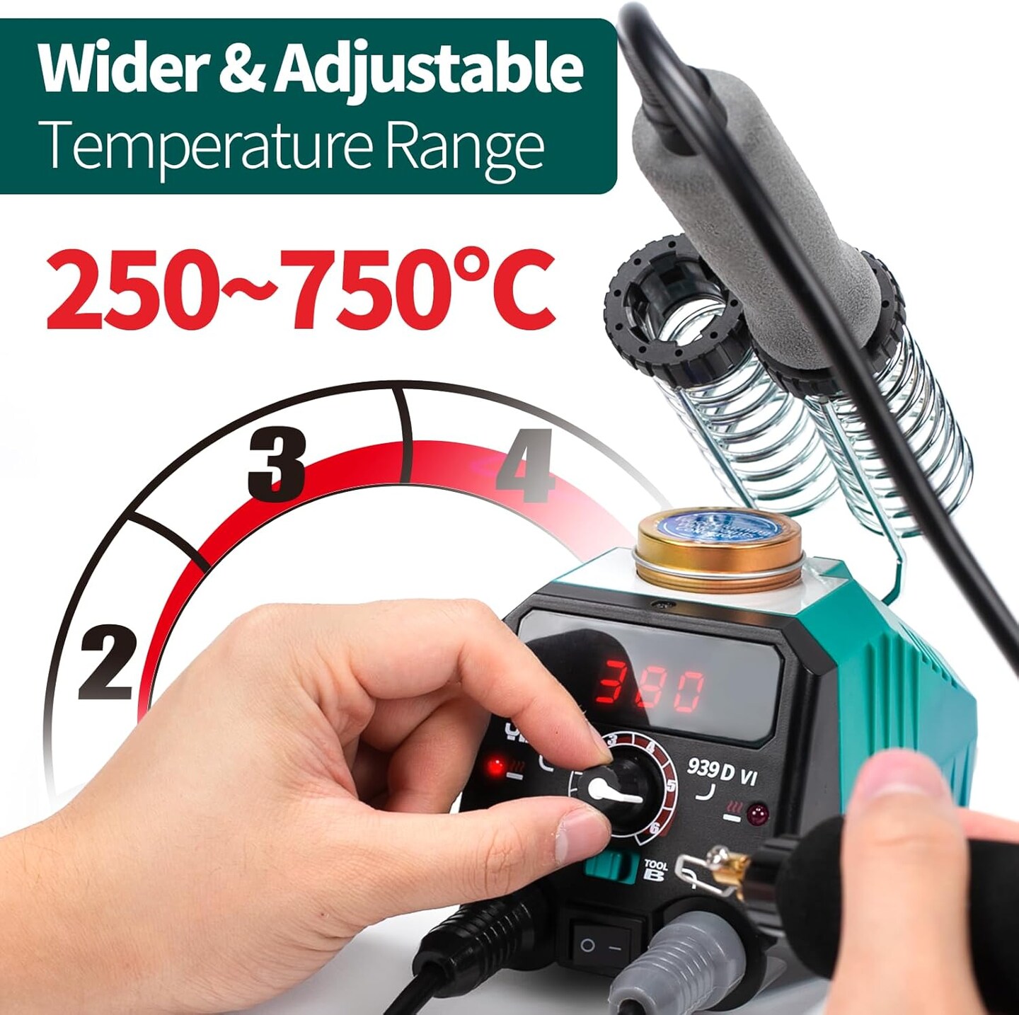 939D-VI Dual Pen Wood Burning Kit – Digital Display, Detachable Pens, 20 Nibs, 2 Wood Pieces & Tweezers.
