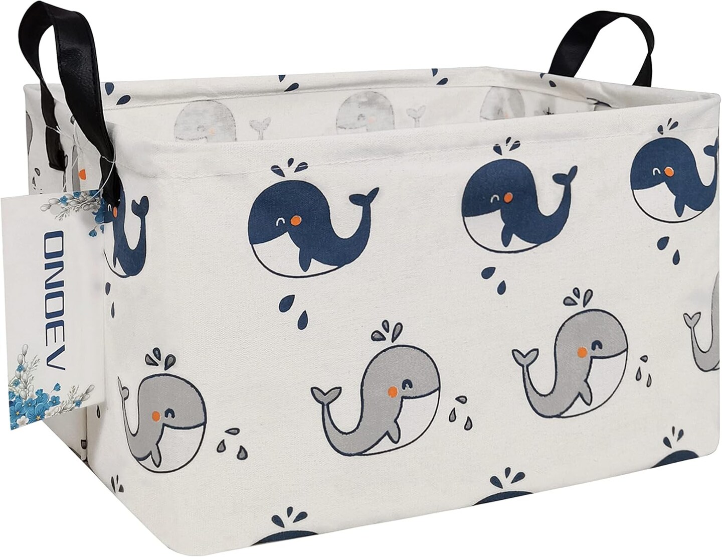 Summer Folding Basket,Canvas Basket, Nursery Hamper,Suitable for Children,Office,Bedroom,Clothes,Toys Storage (REC whale), 14.9&#x2019;&#x2019;L &#xD7;10.2&#x2019;&#x2019;W&#xD7;9.05&#x2019;&#x2019;H inches