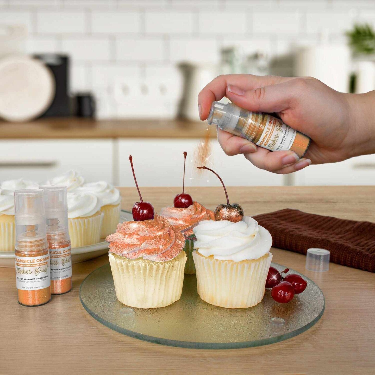 Bakell - Creamsicle Orange Tinker Dust Edible Glitter (4g, 1x Spray Pump) for Food, Desserts, and Beverages!