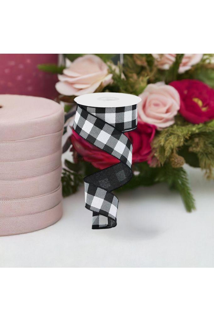 1.5&#x22; Checked Plaid Ribbon: Black &#x26; White (10 Yards)