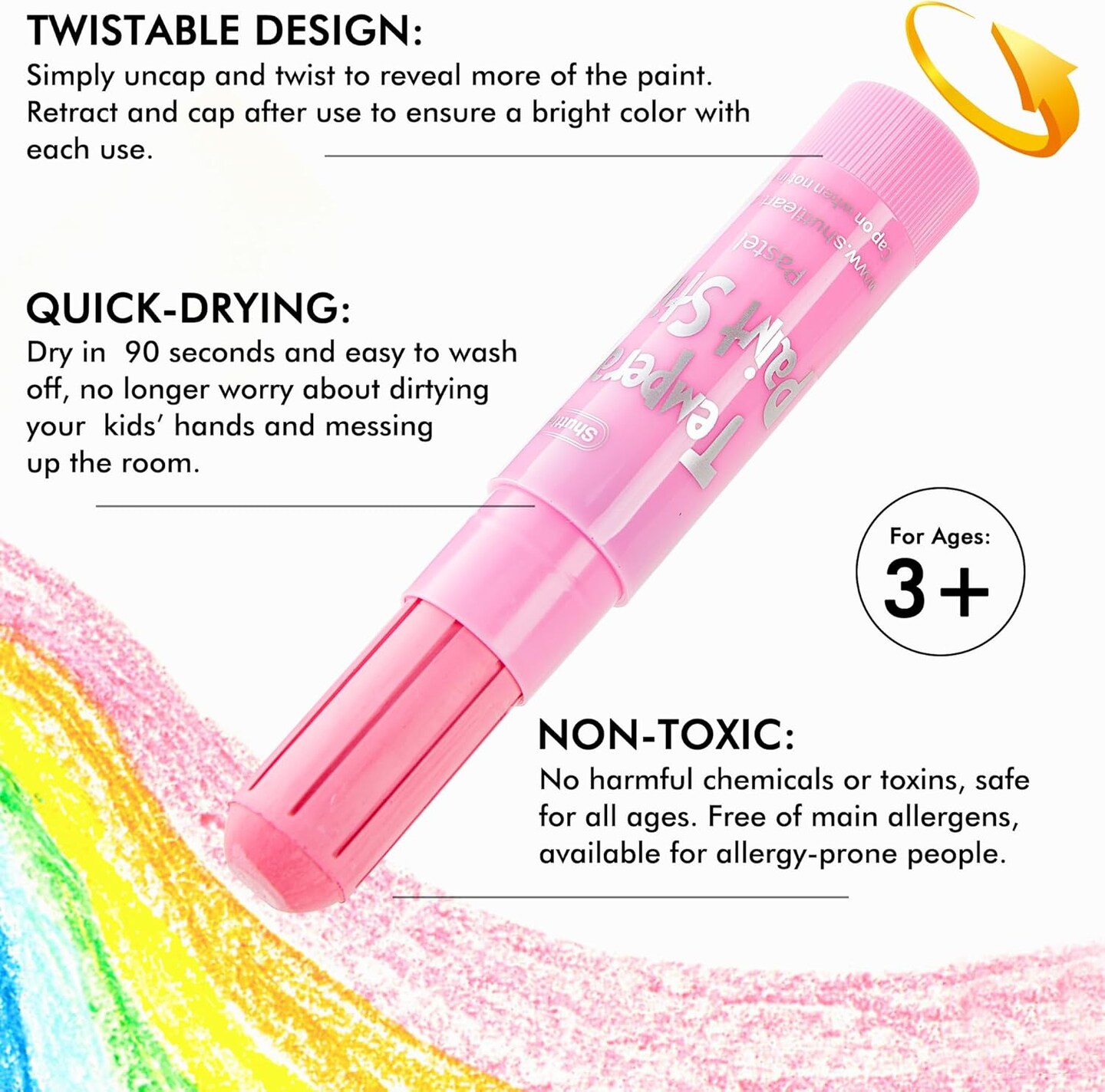 Tempera Paint Sticks, 20 Pastel Colors, Solid Tempera Paint for Kids, Super Quick Drying, Works Great on Paper Wood Glass Ceramic Canvas