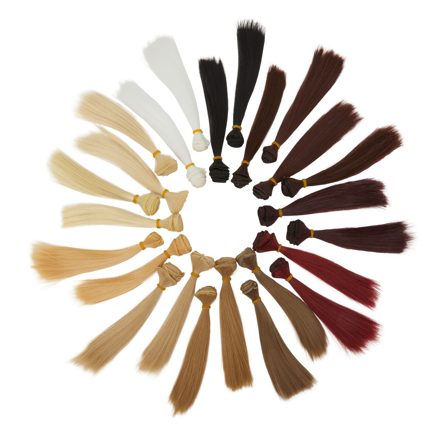 24-Pack Straight Synthetic Doll Hair Wefts, 39.4x5.9-Inch Faux Hair Extensions in 12 Colors for Making Dolly and Figurine Wigs, Rerooting, Crafting and Art Supplies (Natural Colors)