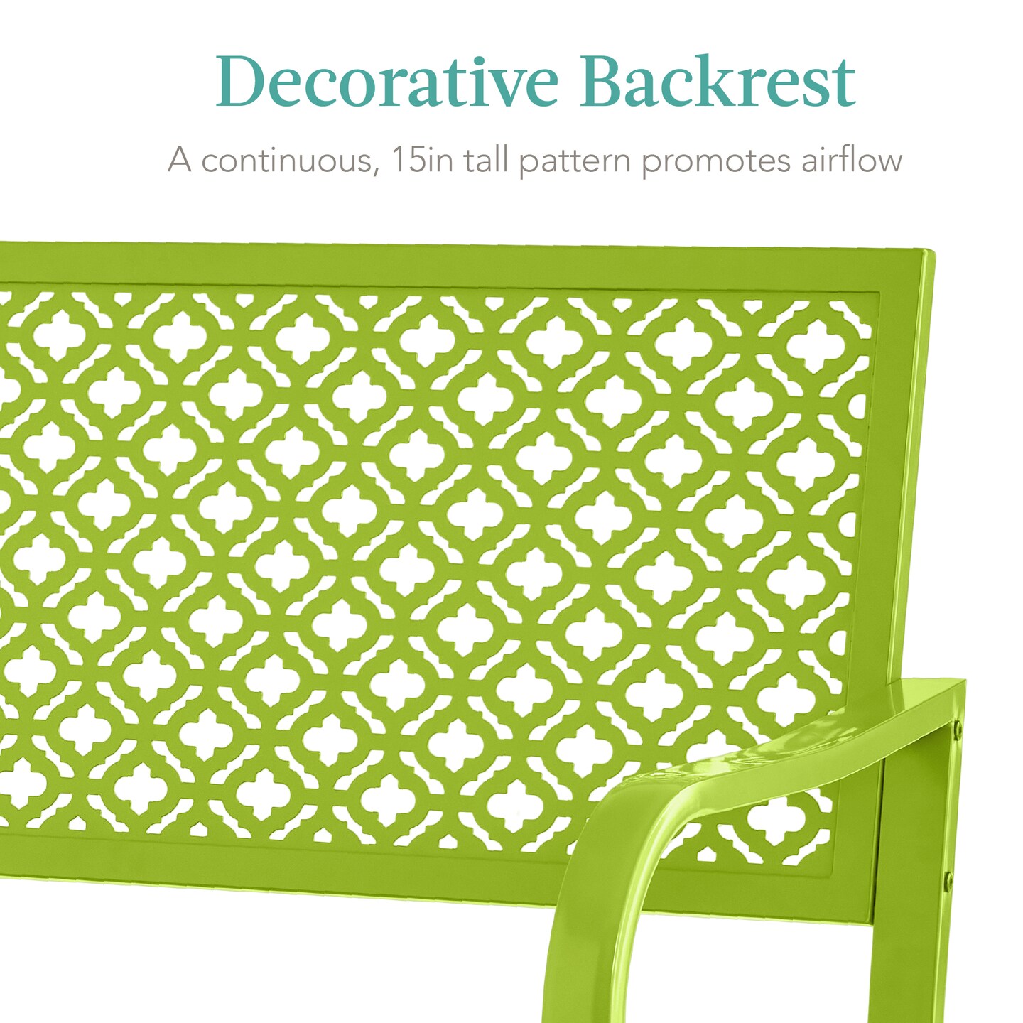 Best Choice Products Indoor Outdoor Steel Garden Bench w/ Geometric Backrest, Foot Levelers
