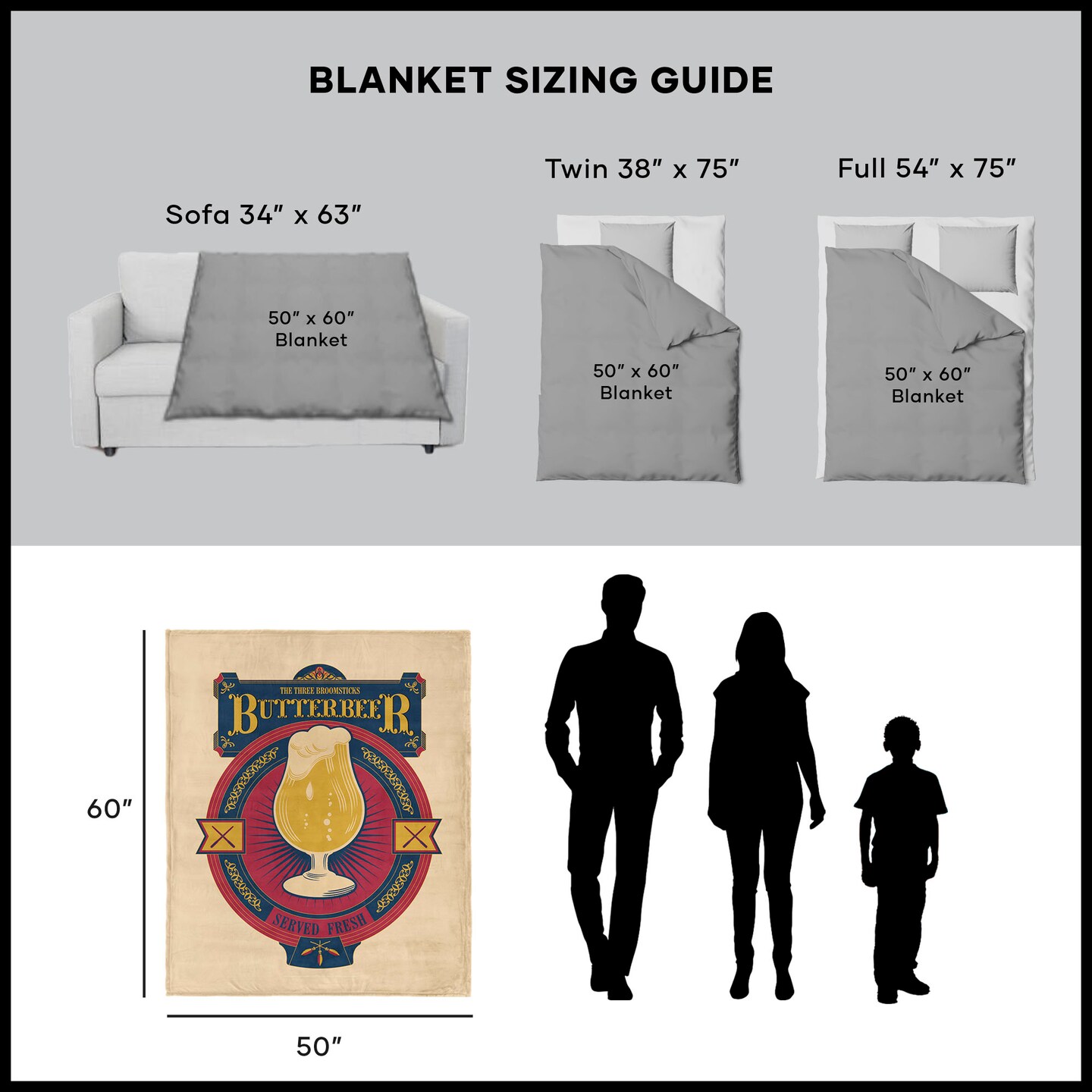 Warner Brothers Harry Potter Silk Touch Sherpa Throw Blanket 50X60 Inches