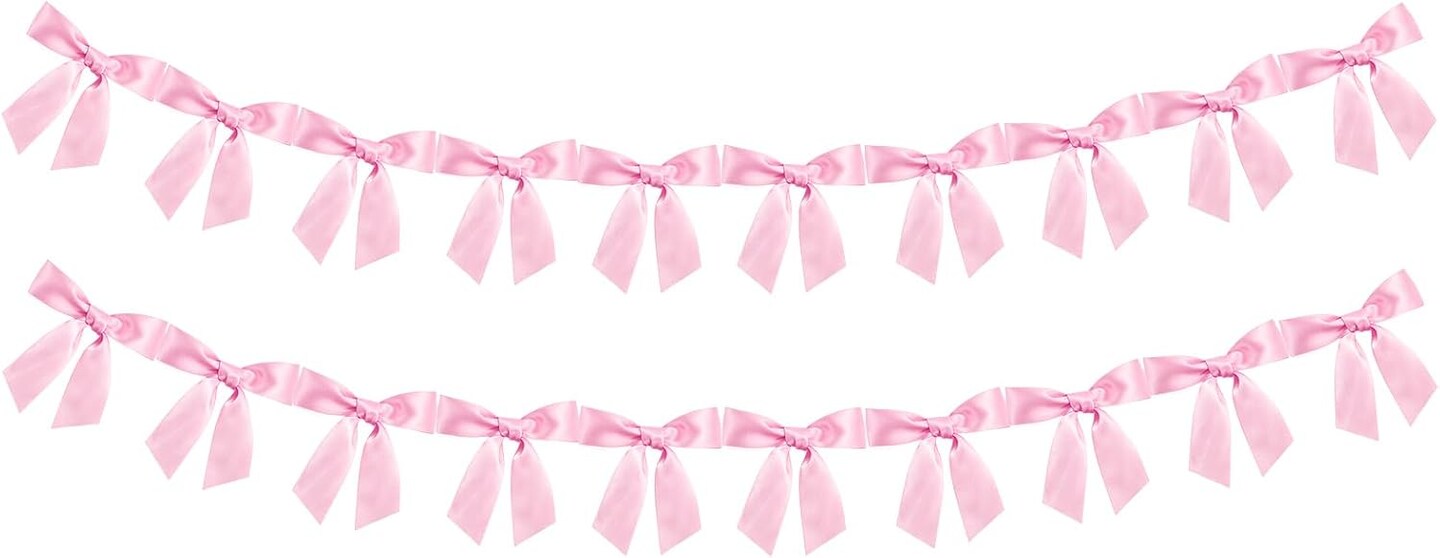 2-Pack Pink Bow Garland Banner – Baby Shower & Birthday Party Decor