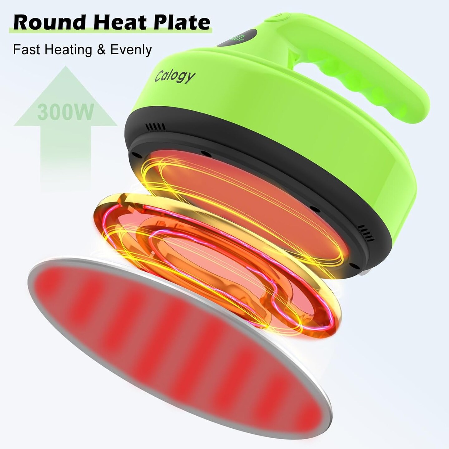 Mini Heat Press, 5&#x22; Diameter Round Heat Press Machine for T-Shirt Portable, 4 Levels Temp Max 410&#x2109;, Small Iron for Crafts, Coaster, Bag, Pillow, Ceramic, Sublimation Ink Vinyl Transfer (Green)