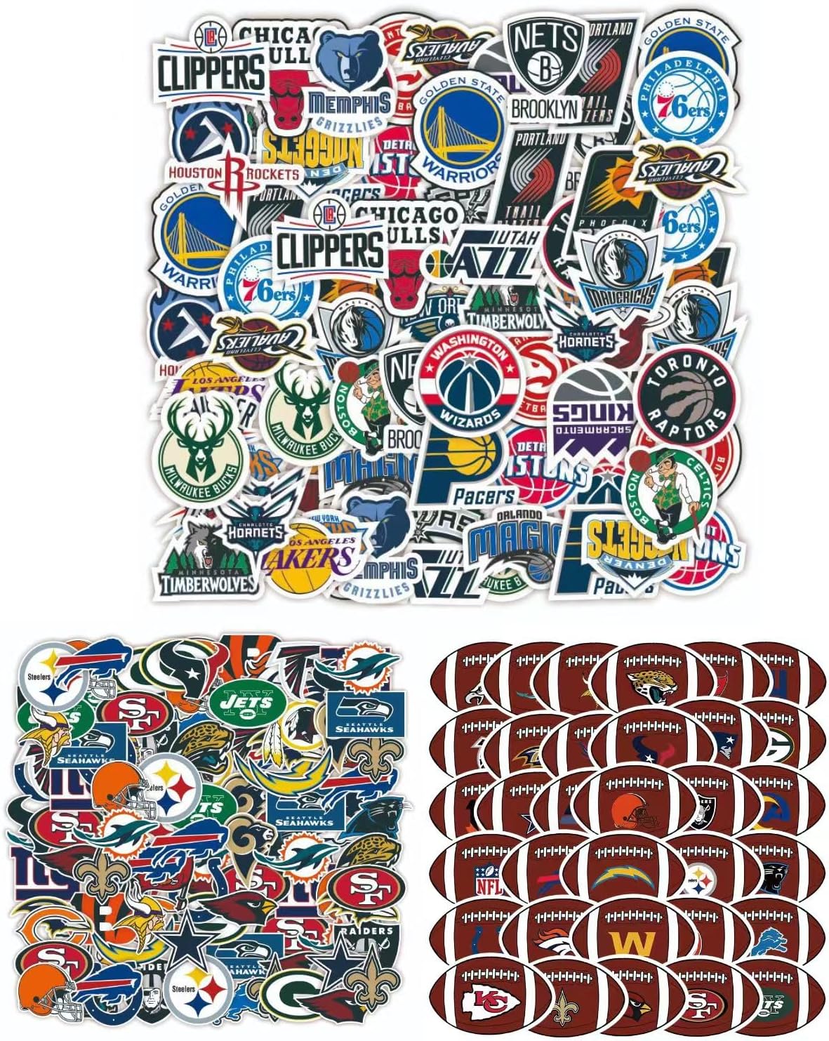 Football Rugby Stickers for Basketball Team Fans(98pcs) Vinyl Waterproof Stickers for Water Bottles Teens Boys Luggage Laptop Snowboard