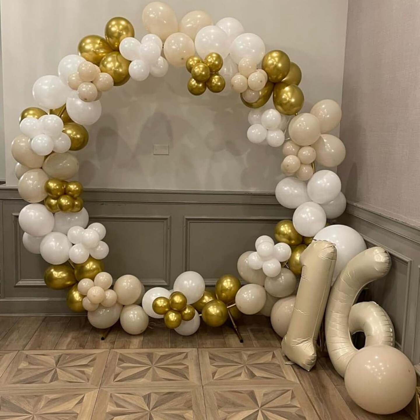 White Sand and Gold Balloons, 60pcs 12 Inch Beige White Gold Balloons Latex Helium Party Balloons