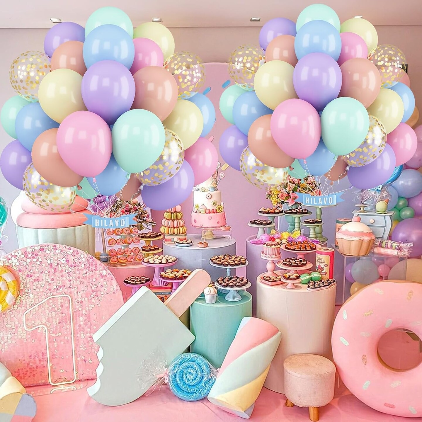 Pastel Balloons 12 Inch Pastel Rainbow Balloons 35Pcs Multicolor Colorful Macaron and Gold Confetti Balloon Set for Girls Easter Engagement Wedding Anniversary Baby Shower Birthday Party Decorations